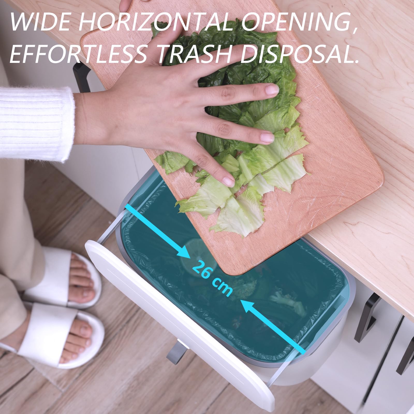 ELPHECO Compost Bin, 2.5 Gallon Hanging Trash Can with Lid, Kitchen Cabinet Door Under Sink Plastic Garbage Can Wall Mounted Slide Open, White 🍁 All In One Marketplace Canada