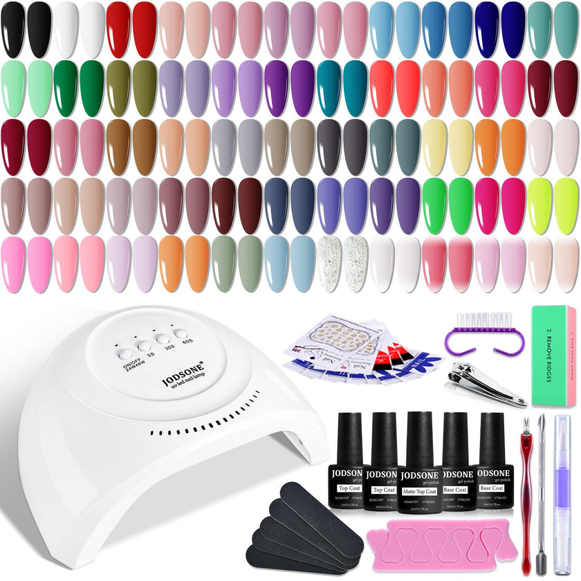 JODSONE 60 PCS Gel Nail Polish Kit with U V Light Base and Matte Glossy Top Coat Nail Gel Polish Soak off Manicure Accessory Tools Suitable for All Seasons 🍁 All In One Marketplace Canada