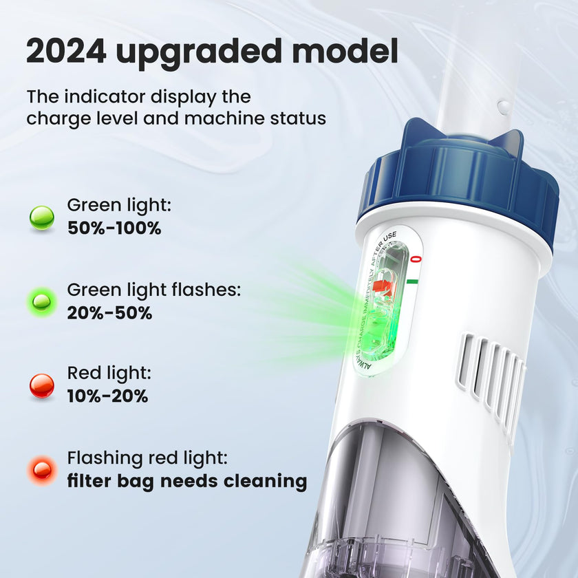 Enhulk Pool Vacuum for Above Ground Pool with Powerful Suction up to 18.5 gallons/min, Running time up to 1H, Handheld Rechargeable Pool Cleaner with a Telescopic Pole, PC10 🍁 All In One Marketplace Canada