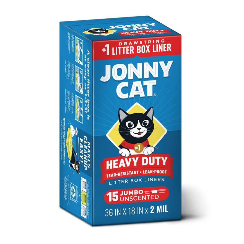 Jonny Cat Litter Box Liners: Heavy Duty - Tear & Leak Resistant - Drawstring Close - Jumbo, 15 Count 🍁 All In One Marketplace Canada