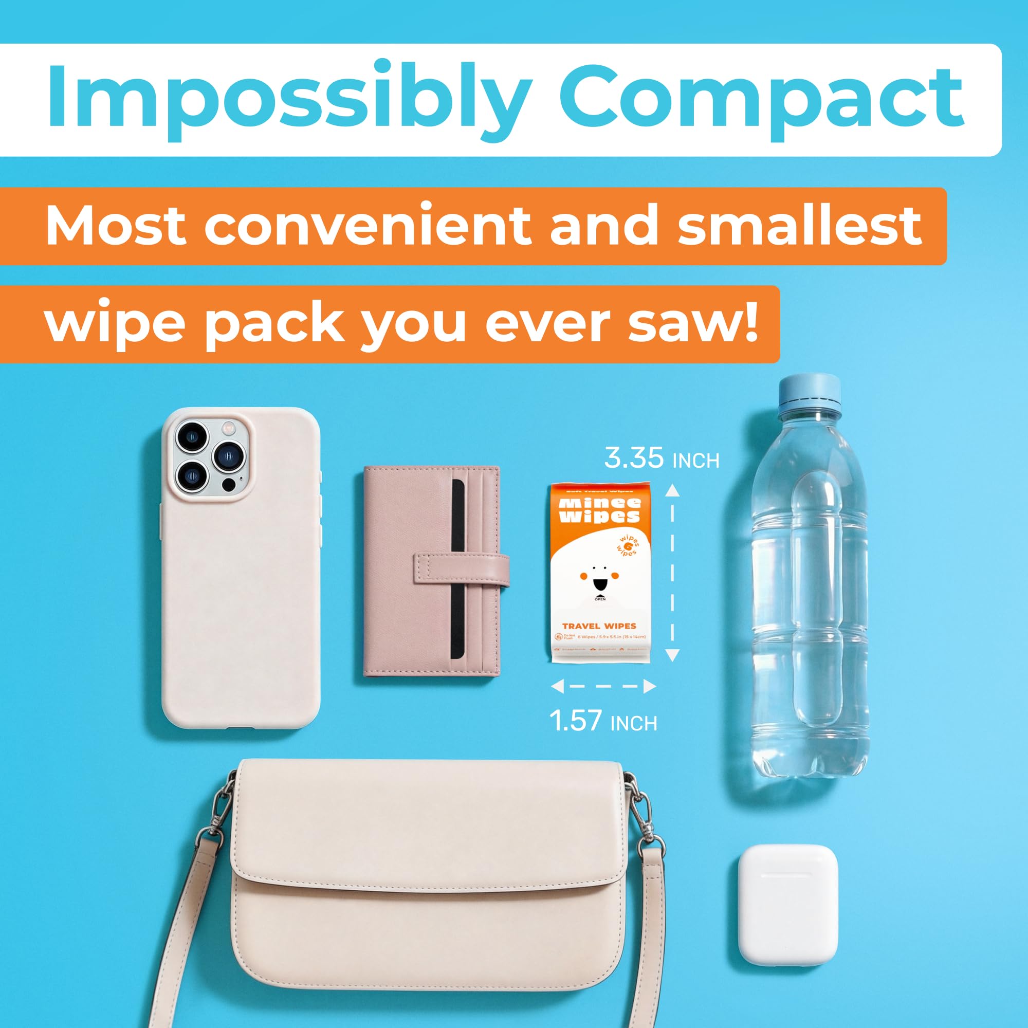 Impossibly Compact Travel Wipes - Skin-Friendly Wet Wipes, Hypoallergenic & Unscented for Adults, Kids & Baby Care - 10 Pack Total 60 Wipes 🍁 All In One Marketplace Canada