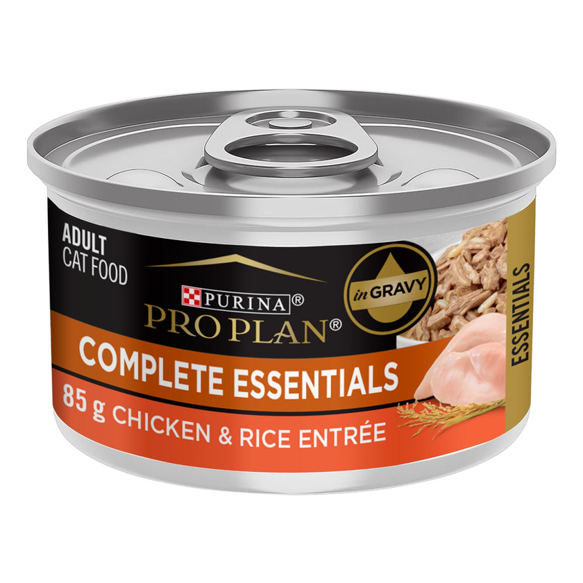Purina Pro Plan Complete Essentials Wet Cat Food, Chicken & Rice Entree in Gravy - 85 g Can (24 Pack) 🍁 All In One Marketplace Canada