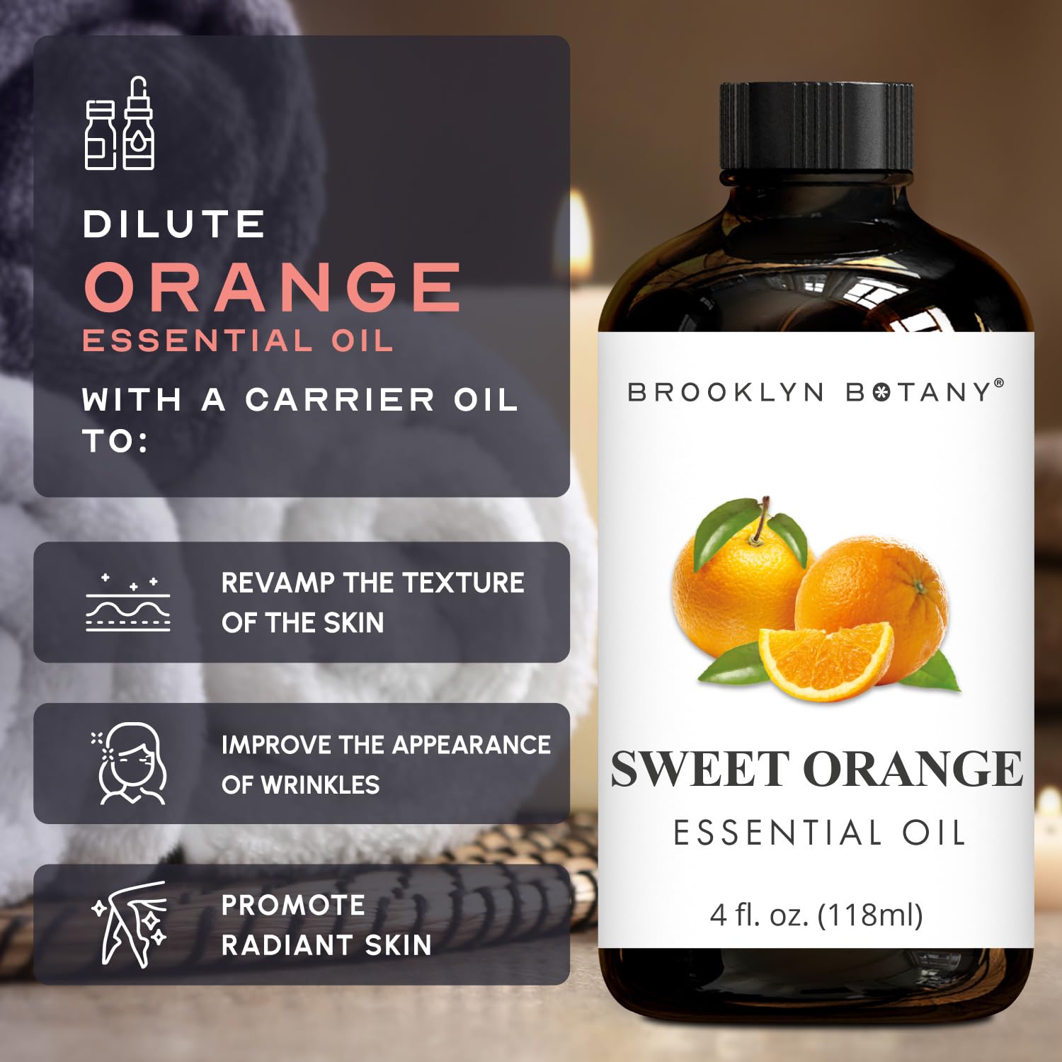 Brooklyn Botany Sweet Orange Essential Oil - Huge 118 ml - 100% Pure and Natural - Premium Grade with Dropper - for Aromatherapy and Diffuser 🍁 All In One Marketplace Canada