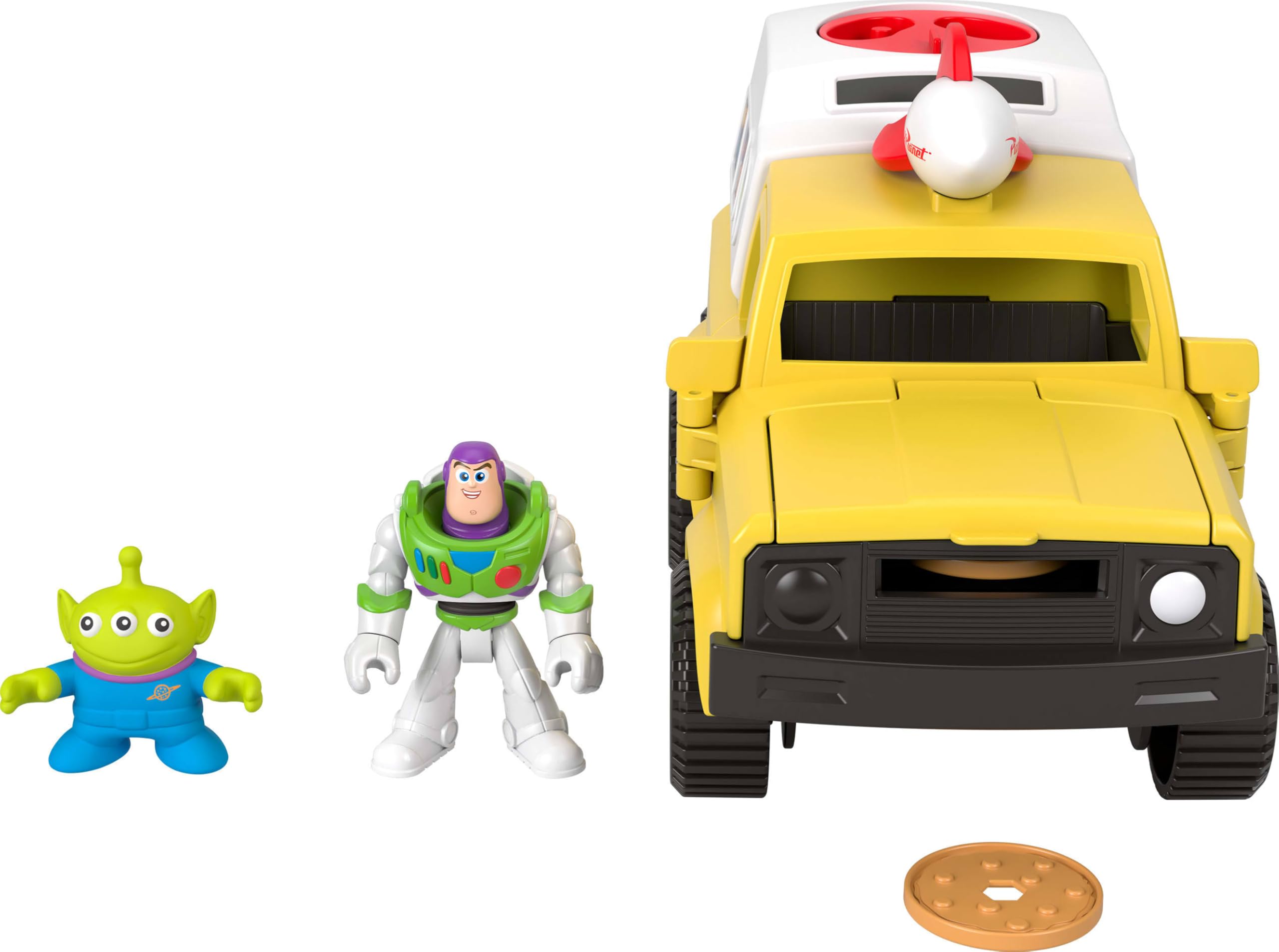 Fisher-Price Imaginext Disney and Pixar Toy Story Pizza Planet Truck with 3-inch Buzz Lightyear & Alien Friend Action Figures, Toy Vehicle & Pizza Projectile Accessories 🍁 All In One Marketplace Canada