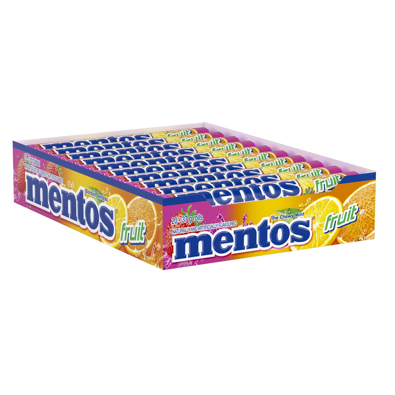 Mentos Chewy Mints, Fruit - Pack of 20 Rolls (280 Pieces), 37g per roll 🍁 All In One Marketplace Canada
