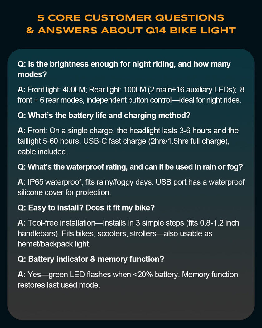 WOCBUY Bike Lights, Ultra-Slim & Lightweight Rechargeable Bicycle Lights Set, [5+6 Modes] Dual USB-C Bike Lights Front and Back, IP65 Waterproof Bicycle Lights for Night Riding Road Mountain Cycling 🍁 All In One Marketplace Canada