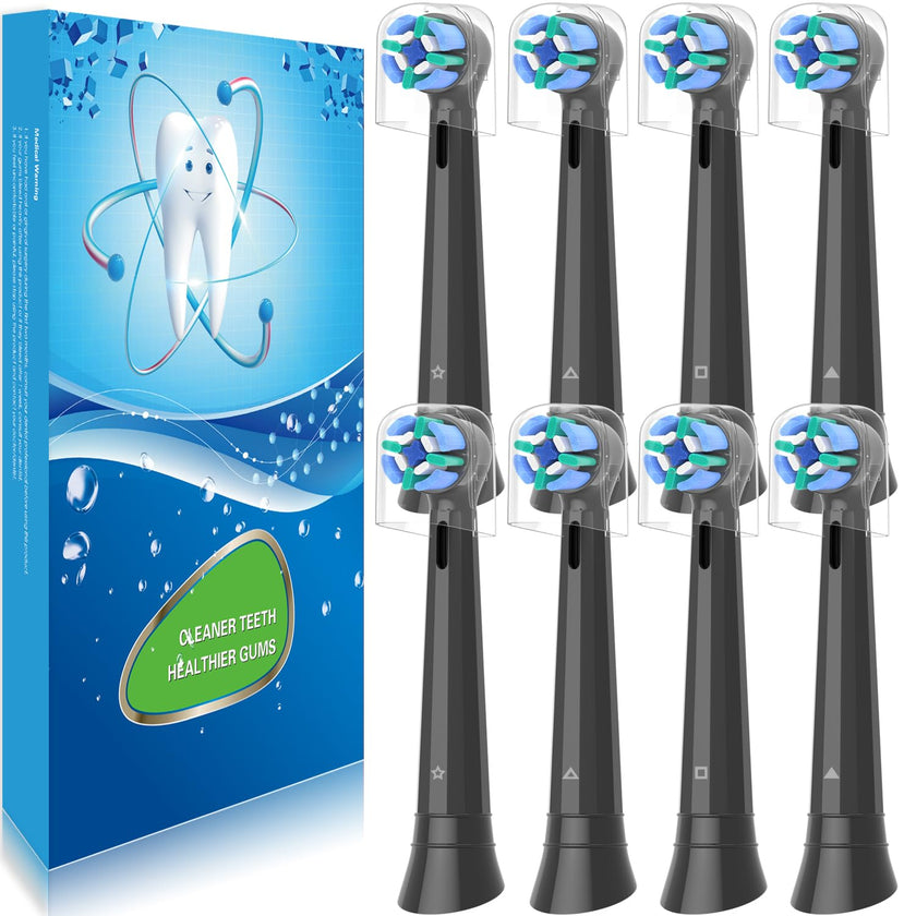 8 Pack Replacement Toothbrush Heads Compatible with Oral B iO, Brush Heads for Oral-B iO 2/3/4/5/6/7/8/9/10/7G Series, with Covers, Black 🍁 All In One Marketplace Canada