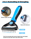 Dog and Cat Brush for Shedding and Dematting - Deshedding Undercoat Rake for Long Haired Dogs and Cats, Double Sided Pet Grooming Brush with Steel Comb, Blue 🍁 All In One Marketplace Canada