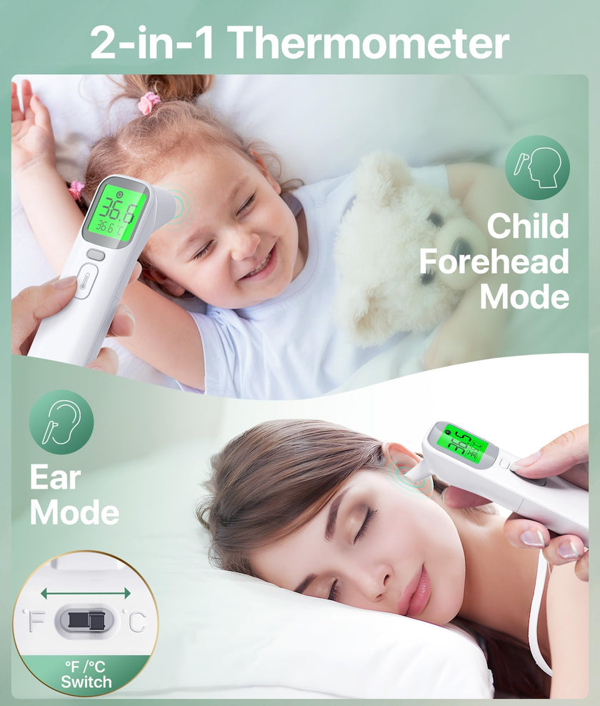 Forehead and Ear Thermometer, Digital Infrared Thermometer for Adults and Kids with Fever Alarm, Memory Function, Large LED Digits, High Accuracy, Instant Accurate Reading Baby Thermometer 🍁 All In One Marketplace Canada