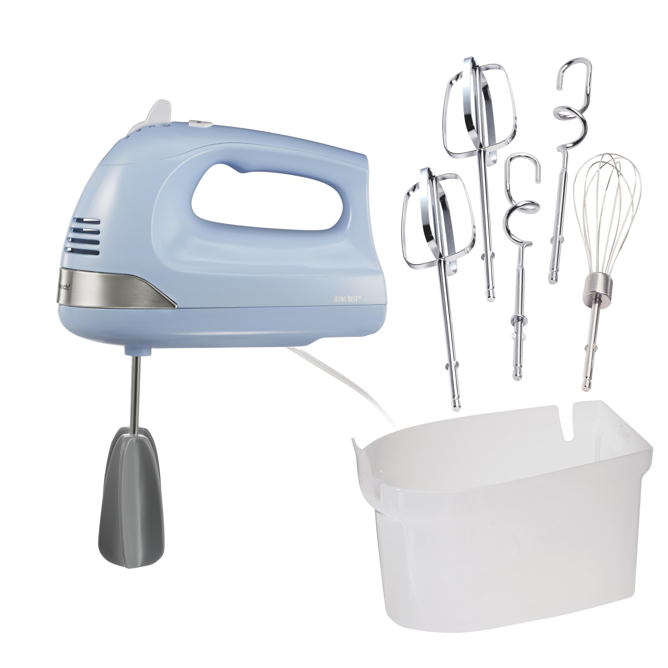 Hamilton Beach 6-Speed Electric Hand Mixer for Baking, 275W, Easy Clean Beaters, Dough Hooks, Whisk, Snap-On Storage Case, Blue (62677J) 🍁 All In One Marketplace Canada