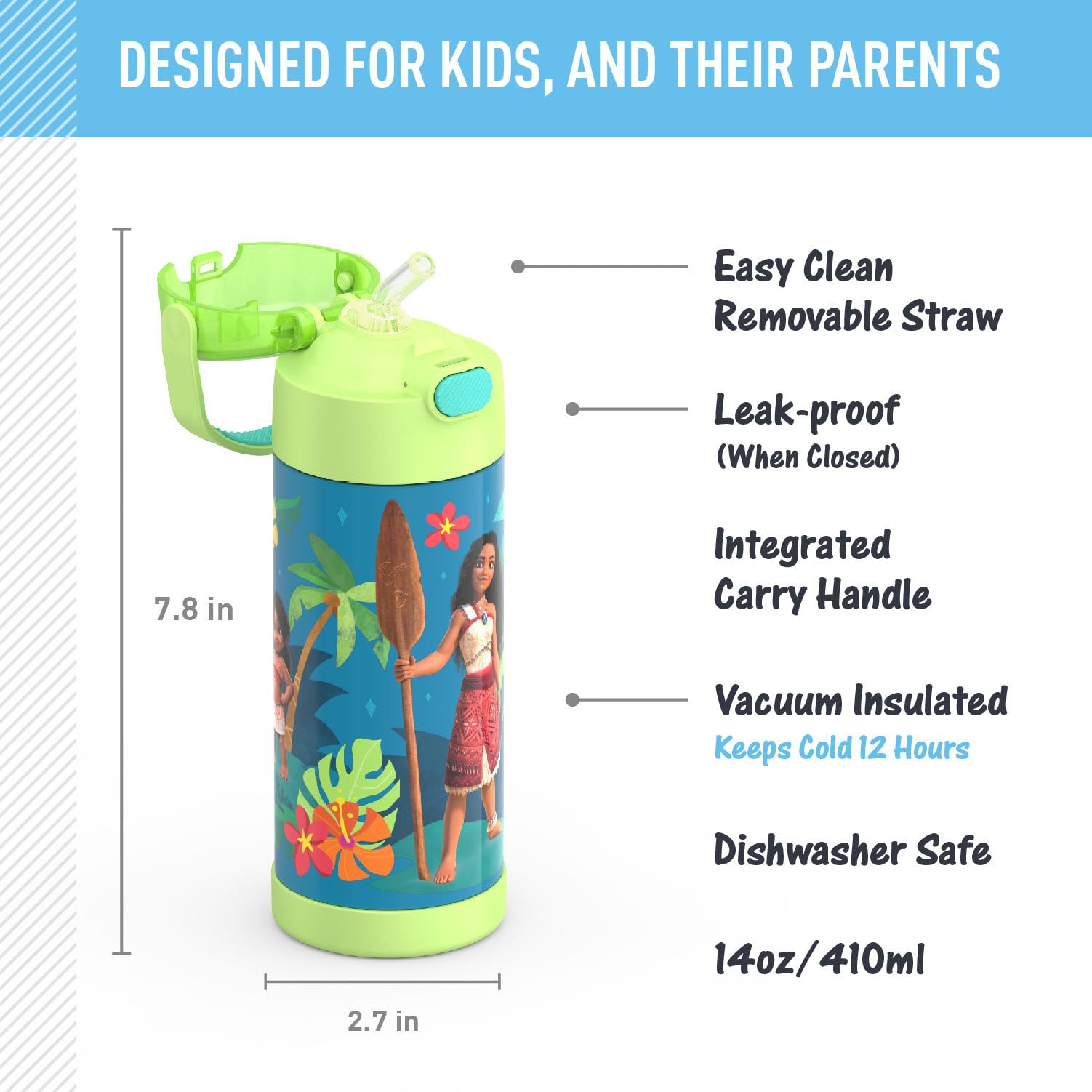 THERMOS FUNTAINER Water Bottle with Straw, 14oz, Moana 🍁 All In One Marketplace Canada