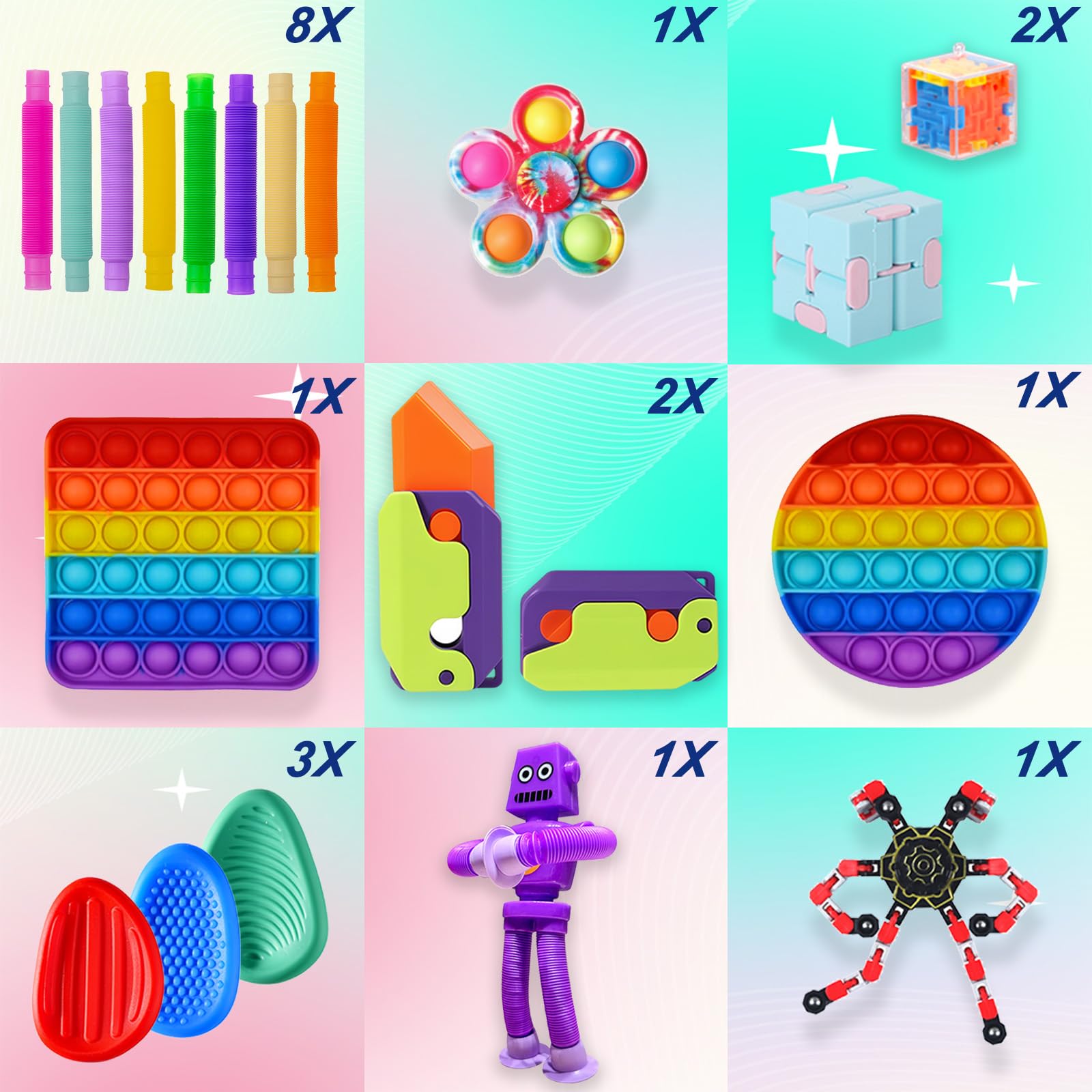 80 Pack Fidget Toys Set,Pop It Relieves Stress and Anxiety Sensory Fidget Toy for Children Girls Adults, Gift for Birthday Party Favors, Classroom Rewards Prizes, Carnival, Piñata Goodie Bag Fillers 🍁 All In One Marketplace Canada