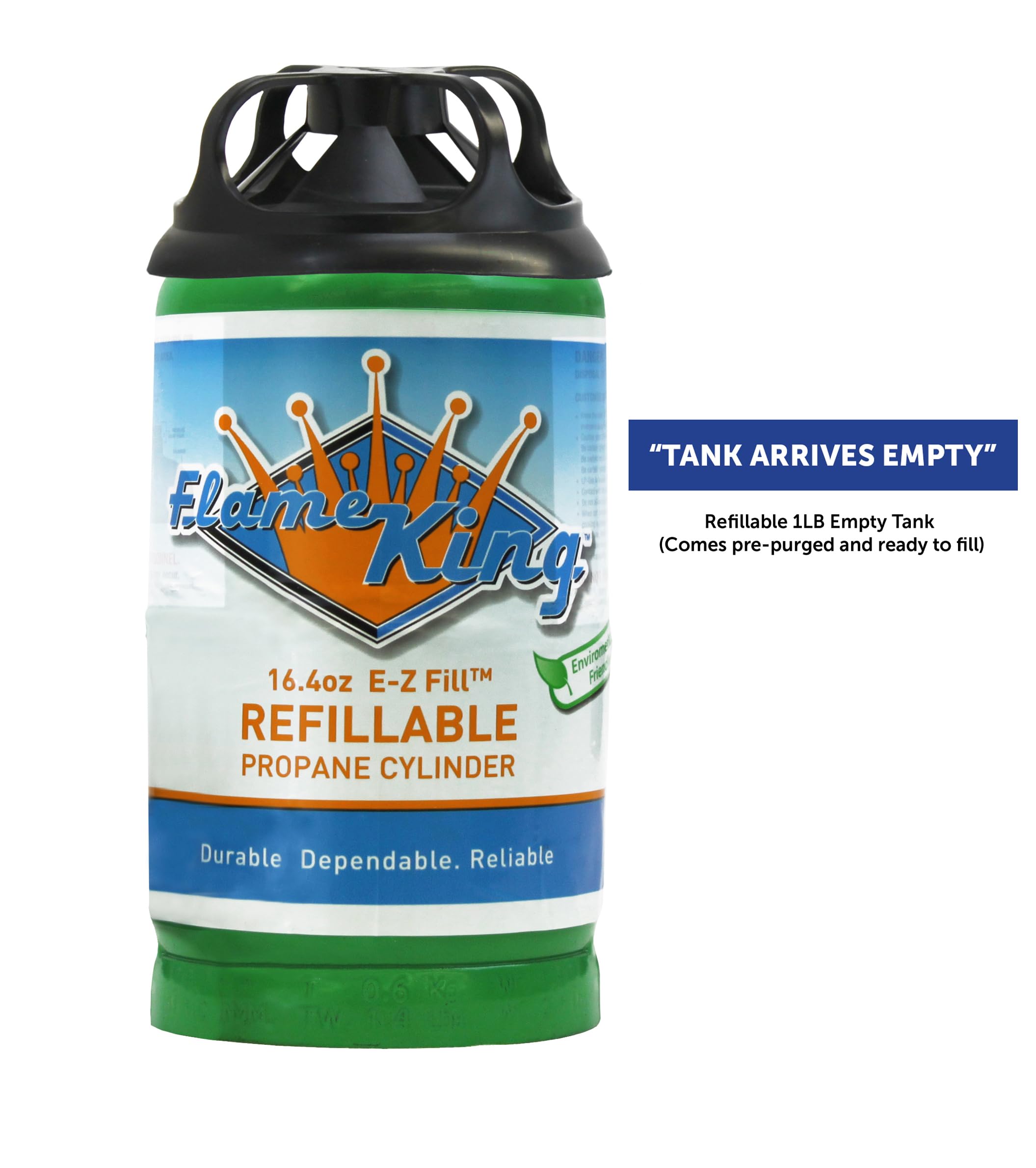 Flame King Refillable 1LB Empty Propane Cylinder Tank - Reusable - Safe and Legal Refill Option - DOT Compliant-16.4 oz (2-Pack), Green (YSN164-2) 🍁 All In One Marketplace Canada