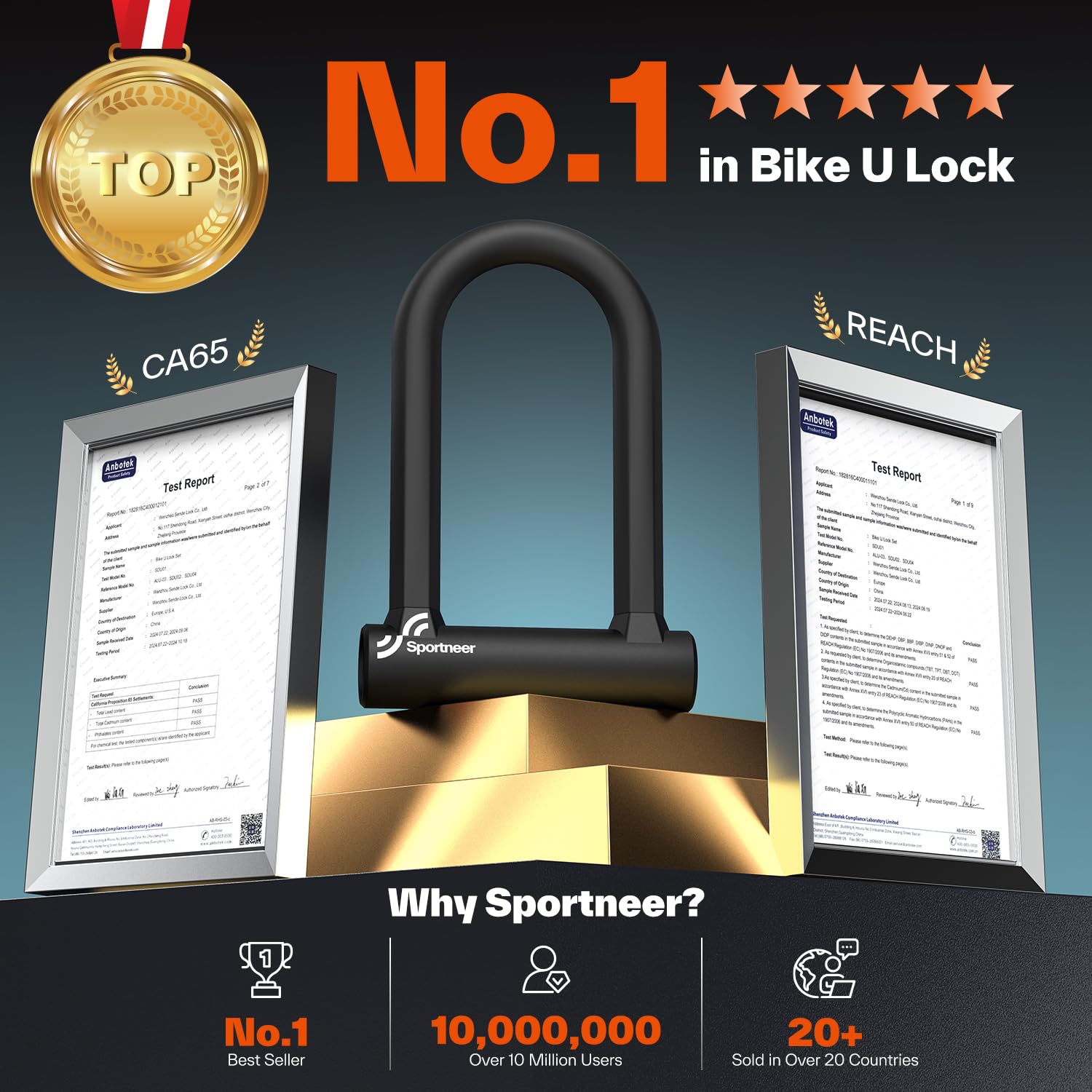 Sportneer Bike Lock: 17mm Heavy Duty Anti-Theft Bike U Lock with 12mm x 1.5m Steel Cable, High-Security Bicycle Lock with 2 Keys & Mounting Bracket for Mountain, Road, Folding & Electric Bikes 🍁 All In One Marketplace Canada