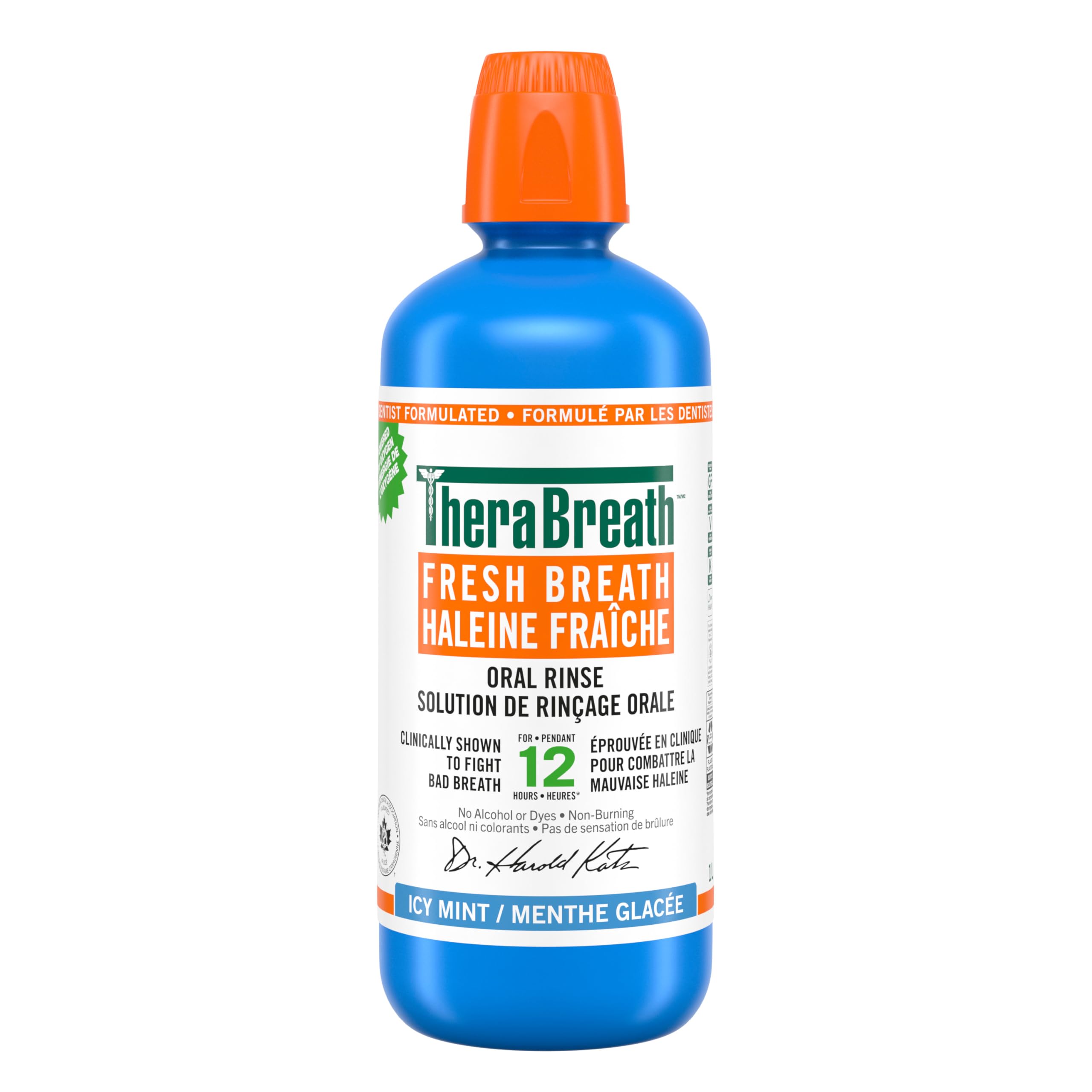 TheraBreath Fresh Breath Oral Rinse, Value Size, Clinically Shown to Fight Bad Breath for 12 Hours, Alcohol-Free & Dye-Free Mouthwash, Certified Vegan, Halal, Kosher & Gluten-Free, Icy Mint, 1L (Pack of 1) 🍁 All In One Marketplace Canada
