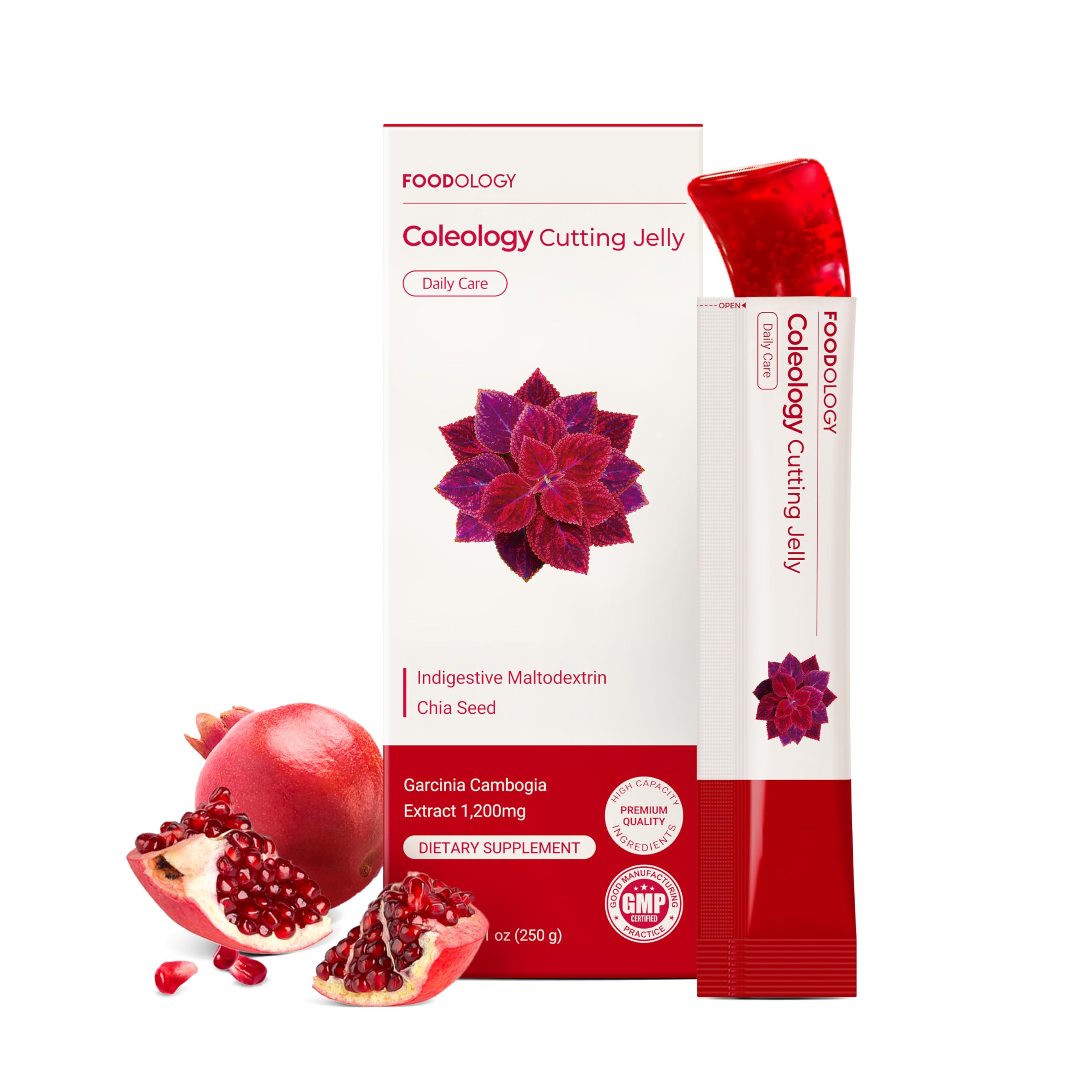 FOODOLOGY Coleology Cutting Stick Jelly (Pomegranate) – Dietary Fiber Supplement for Healthy Weight Management, Chia Seeds & Garcinia Cambogia, Korean Beauty with Collagen – 10 Sticks 🍁 All In One Marketplace Canada