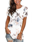 WNEEDU Womens Tops Summer T-Shirt Short Sleeve Crewneck Loose Fit Casual Basic Tee Tops 2026 New Floral White XL 🍁 All In One Marketplace Canada