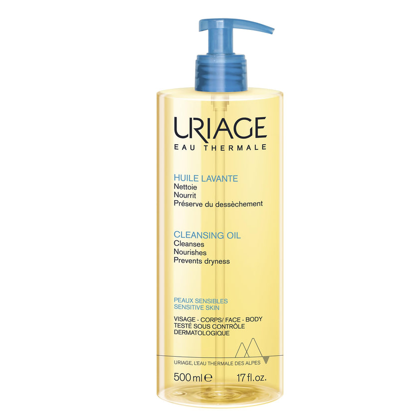 Uriage Cleansing Soothing Oil - Face & Body Daily Cleanser & Shower Oil With Glycerin & Ceramides - Whole Family Format, Babies, Children & Adults - Sensitive Skin - Soap-Free, Fragrance-Free - 500ml 🍁 All In One Marketplace Canada