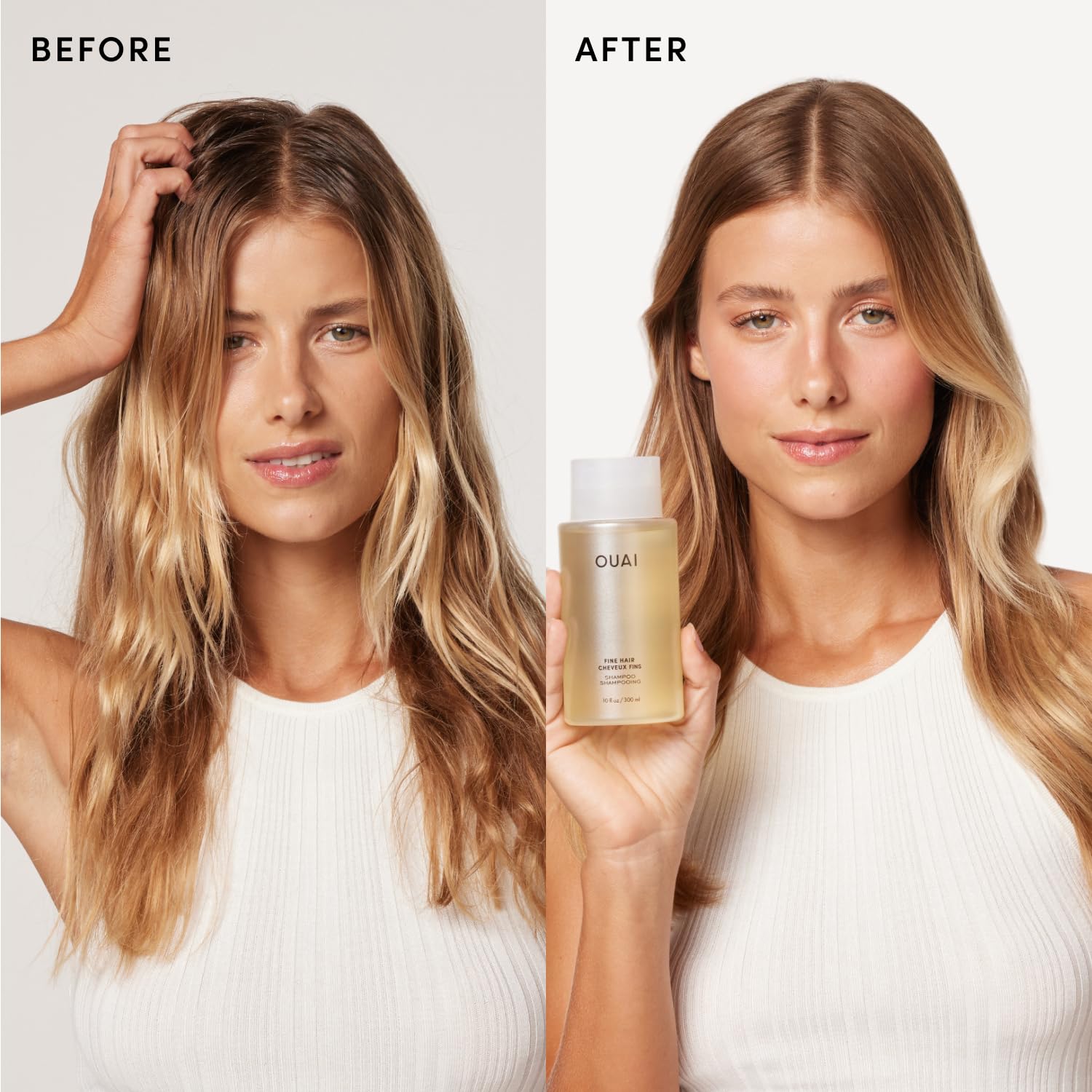 OUAI Fine Shampoo and Conditioner Set - Sulfate Free Shampoo and Conditioner for Women & Men - Made with Keratin, Marshmallow Root, Shea Butter & Avocado Oil - Free of Parabens & Phthalates (10 Fl Oz) 🍁 All In One Marketplace Canada