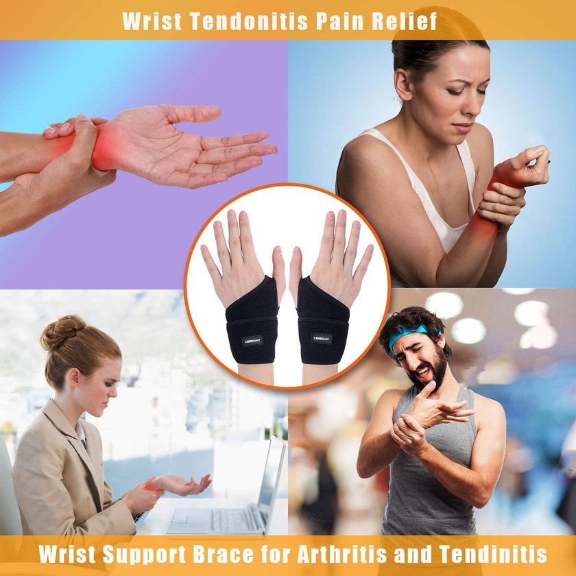 CERBONNY Carpal Tunnel Wrist Brace,2Pack Wrist Support Brace Adjustable Wrist Strap Reversible Wrist Brace for Sports Protecting/Tendonitis Pain Relief/Carpal Tunnel/Arthritis-Right&Left 🍁 All In One Marketplace Canada