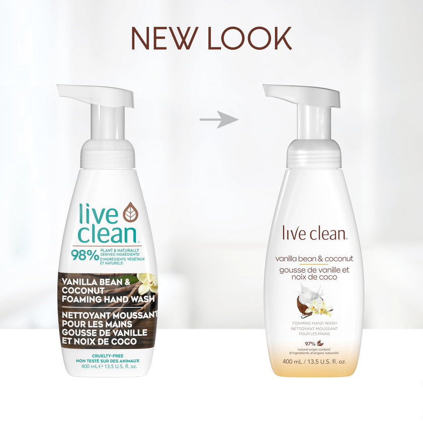 Live Clean Foaming Hand Wash, Vanilla Bean & Coconut, 400 mL, 4 Count 🍁 All In One Marketplace Canada