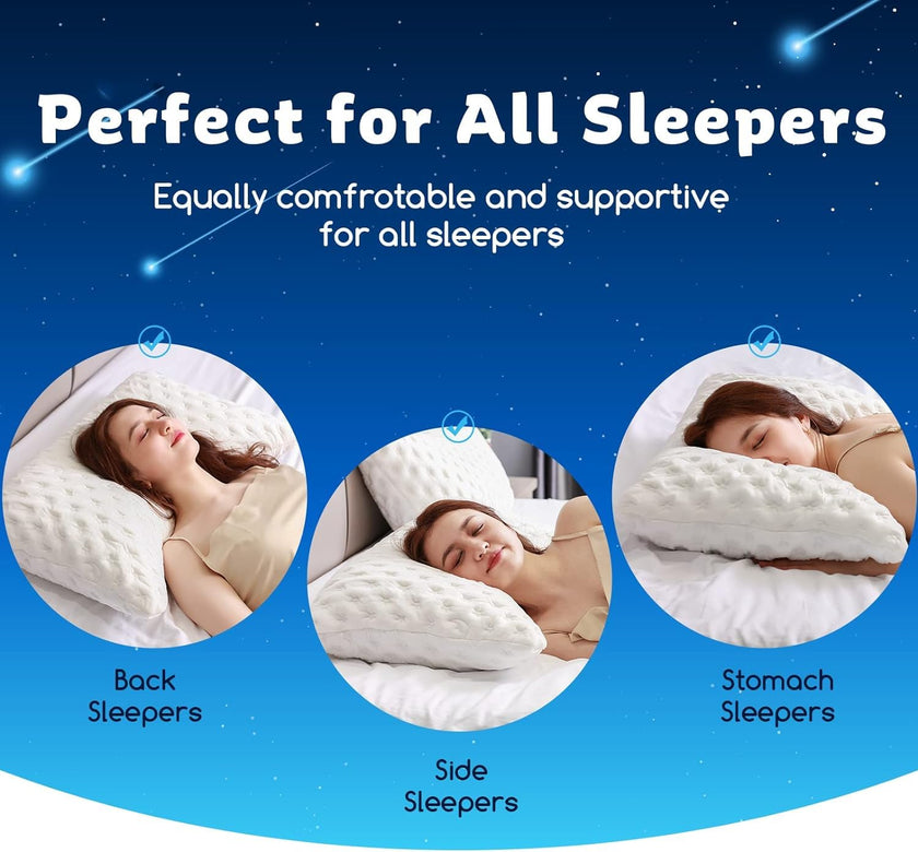 Cooling Side Sleeper Pillow for Neck and Shoulder, Luxury Shredded Memory Foam Curved Bed Pillows for Sleeping Set of 1- Adjustable Queen Size- Washable Cover Crescent White 🍁 All In One Marketplace Canada