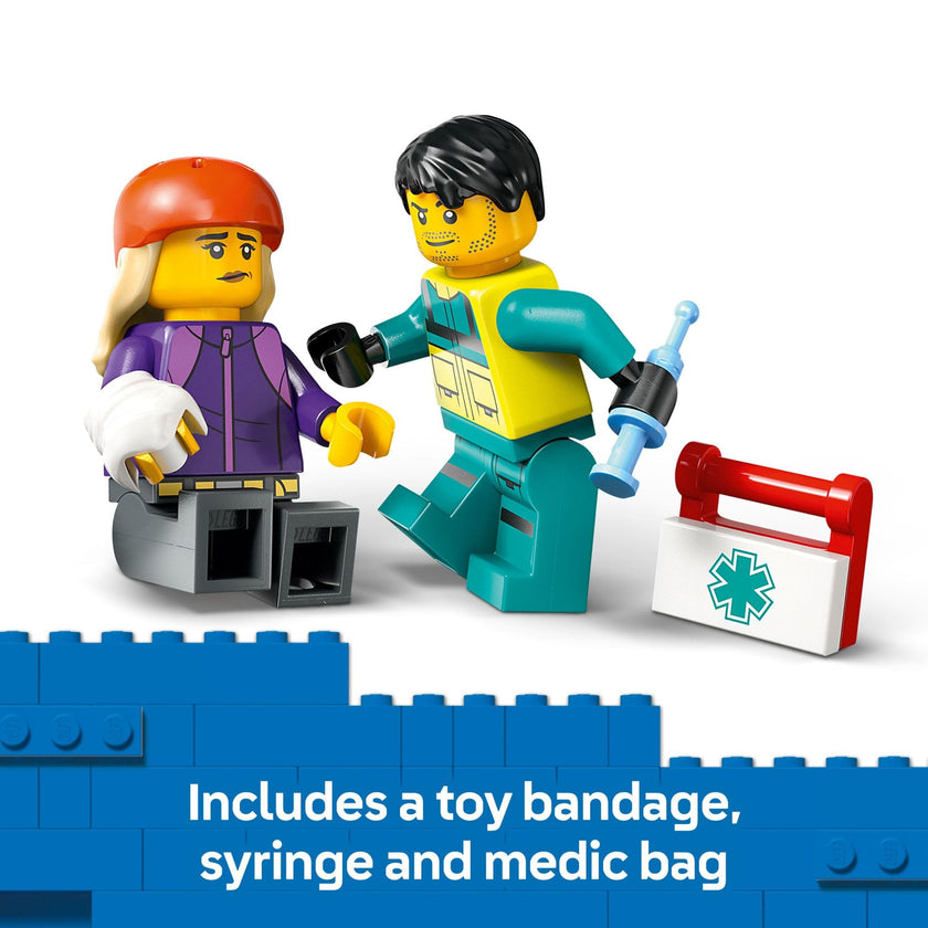 LEGO City Emergency Ambulance Toy - Building Sensory Toy for Kids, Boys and Girls, Ages 5+ - Educational, Learning Gift Idea for Birthdays and Holidays - Skateboarder and Driver Minifigures - 60451 🍁 All In One Marketplace Canada