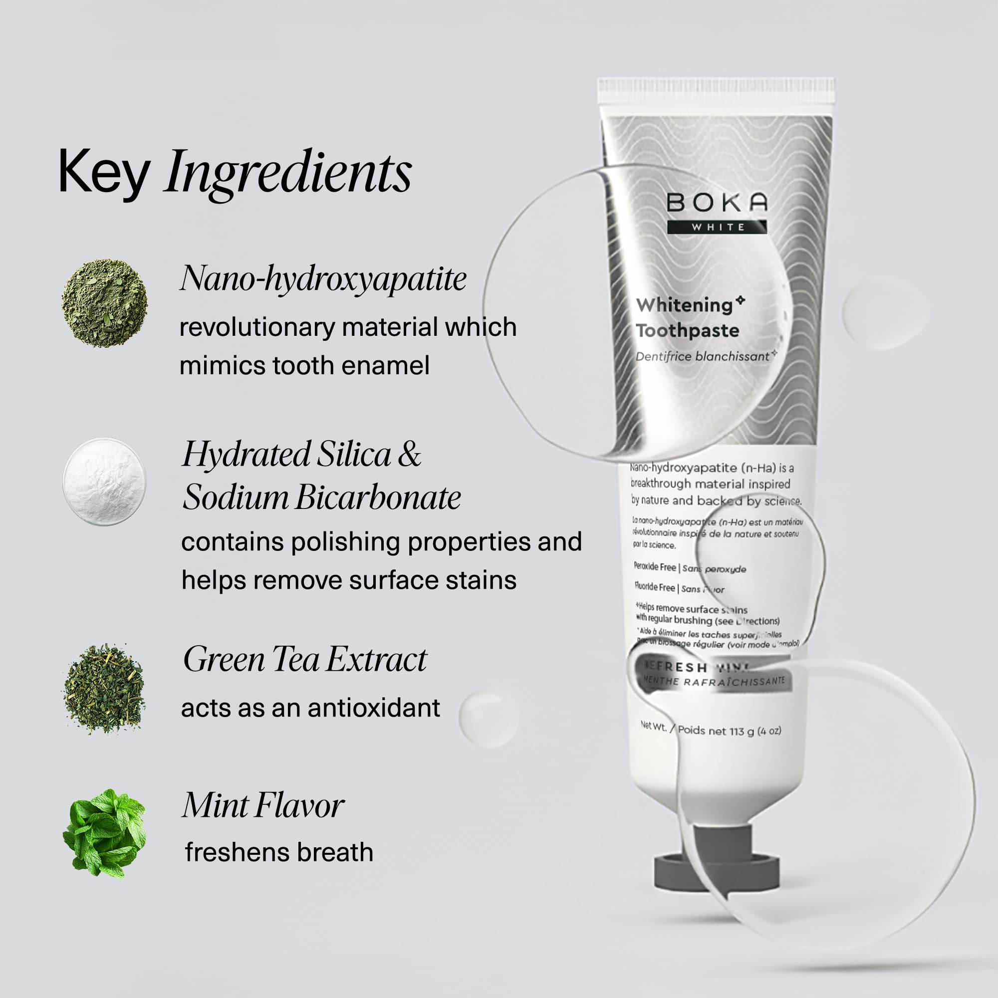 Boka Fluoride Free Toothpaste, Nano Hydroxyapatite Toothpaste, Appropriate for Sensitive Teeth, for Adult, Kids Oral Care - Whitening * Refresh Mint, 4 Fl Oz (113g) 3Pk 🍁 All In One Marketplace Canada