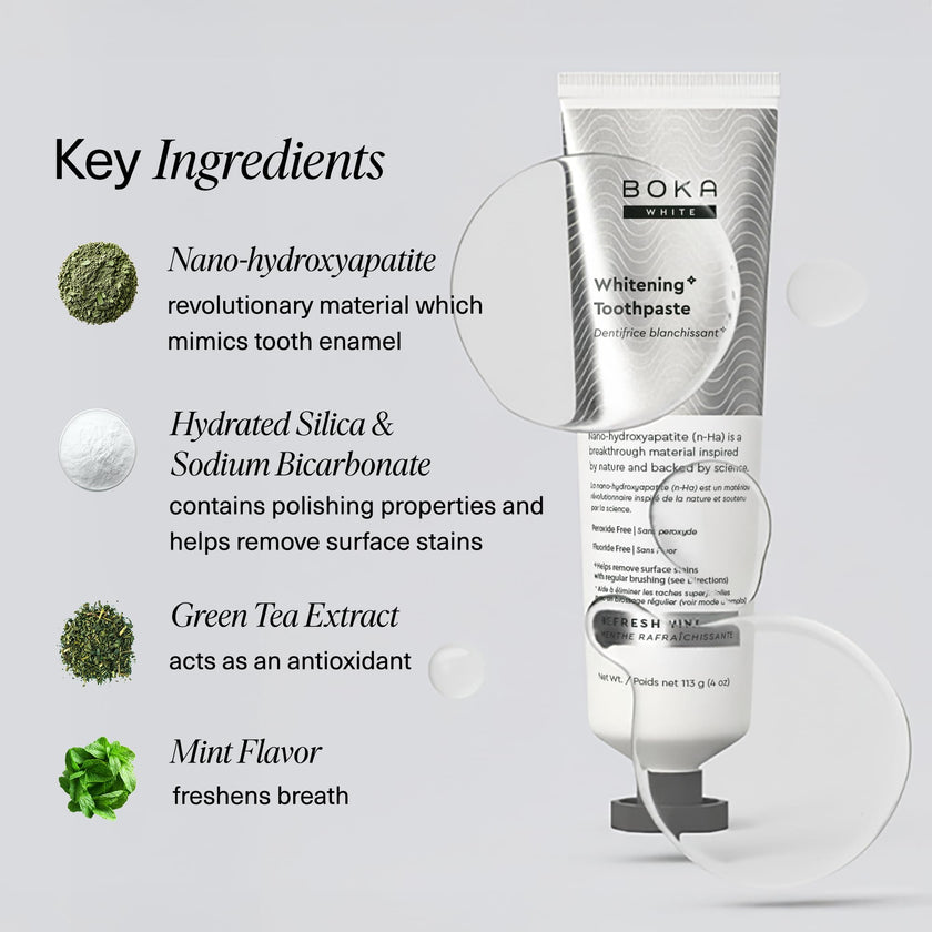 Boka Fluoride Free Toothpaste, Nano Hydroxyapatite Toothpaste, Appropriate for Sensitive Teeth, for Adult, Kids Oral Care - Whitening * Refresh Mint, 4 Fl Oz (113g) 3Pk 🍁 All In One Marketplace Canada