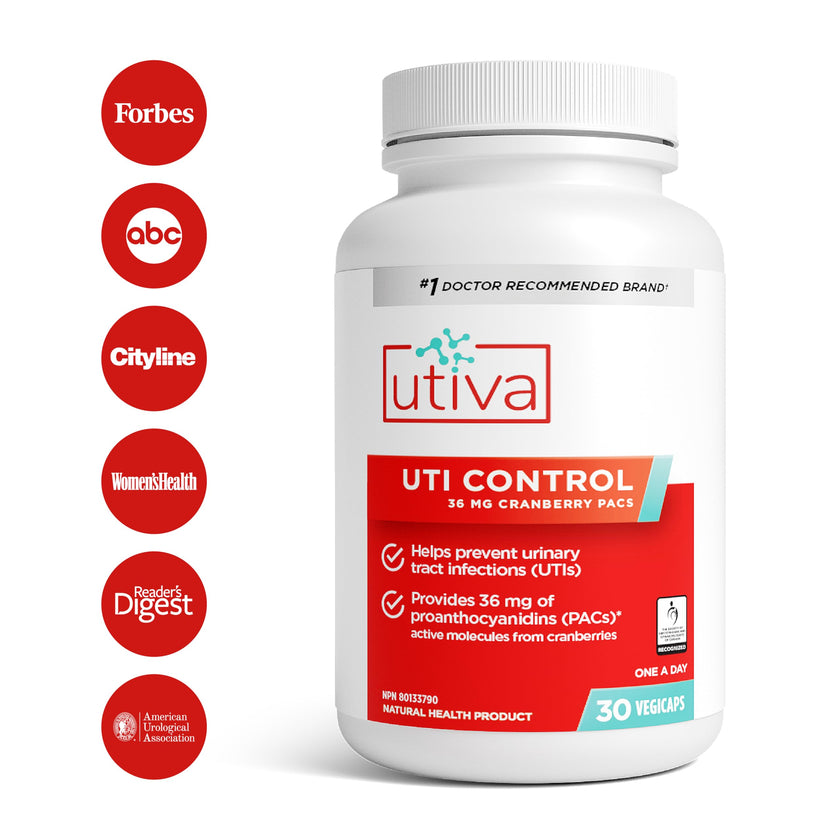 Utiva UTI Control Cranberry PACs - #1 Doctor- Recommended for UTI prevention - 36mg PACs for Urinary Tract Infection Avoidance - Supplement for Urinary Tract Health for Women and Men – Cranberry Extract Pills for urinary & bladder health, 90 Vegi Capsules