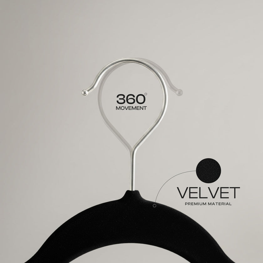 Utopia Home Velvet Hangers 30 Pack, Heavy Duty, Non-Slip, Space Saving Felt Clothes Hangers with 360° Hook & Notches (Black) 🍁 All In One Marketplace Canada