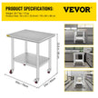 VEVOR Stainless Steel Work Table with Wheels 24 x 30 Prep Table with casters Heavy Duty Work Table for Commercial Kitchen Restaurant Business 🍁 All In One Marketplace Canada