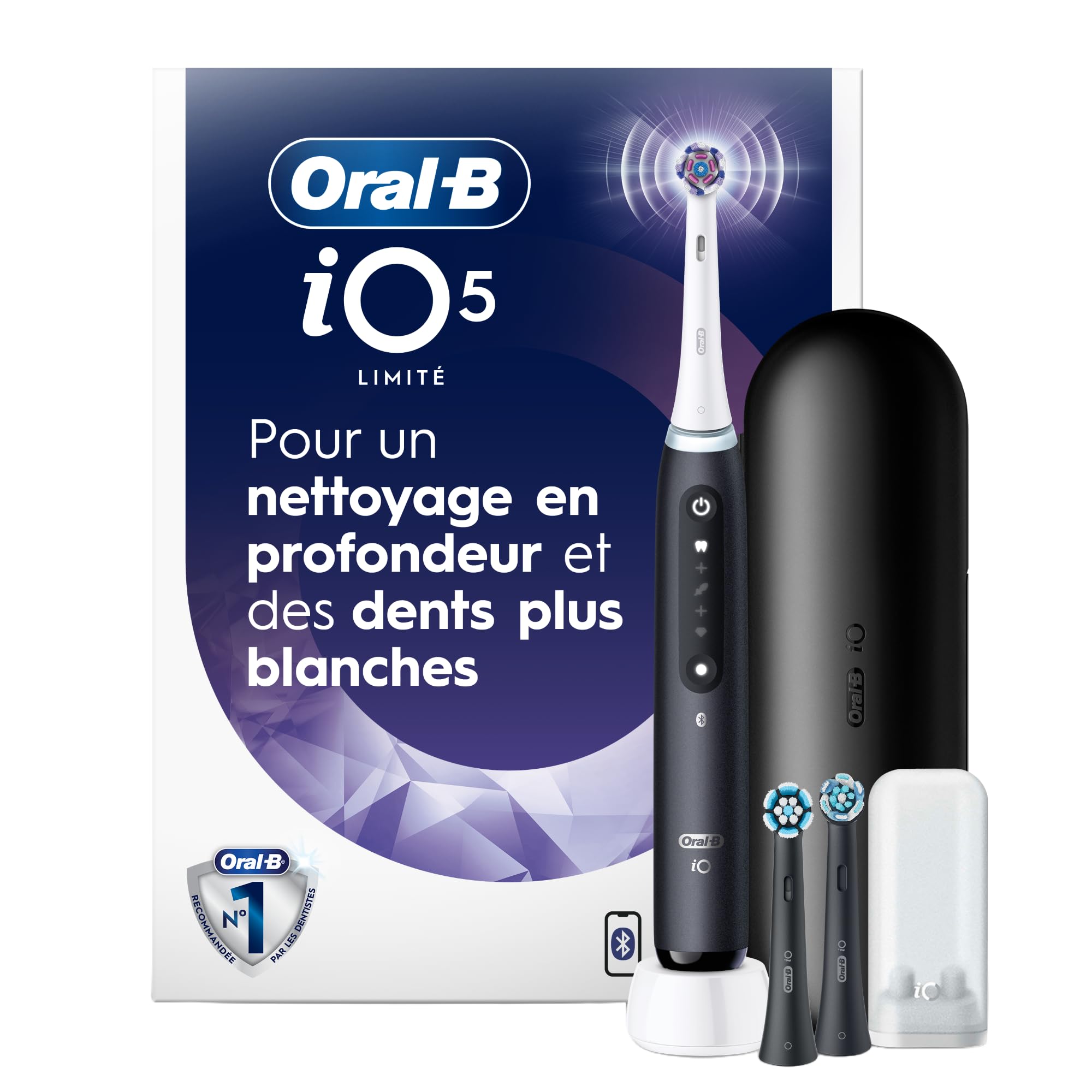 Oral-B iO Series 5 Limited Electric Toothbrush with (3) Brush Head, Rechargeable, Black 🍁 All In One Marketplace Canada