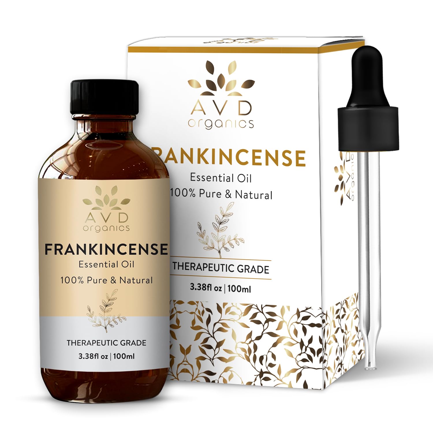AVD Organics Frankincense Essential Oil 100ml | 100% Pure & Natural Frankincense Oil for Face, Hair | Woody & Earthy Aroma for Diffusers, Soaps & Candles | 3.38 fl. oz 🍁 All In One Marketplace Canada