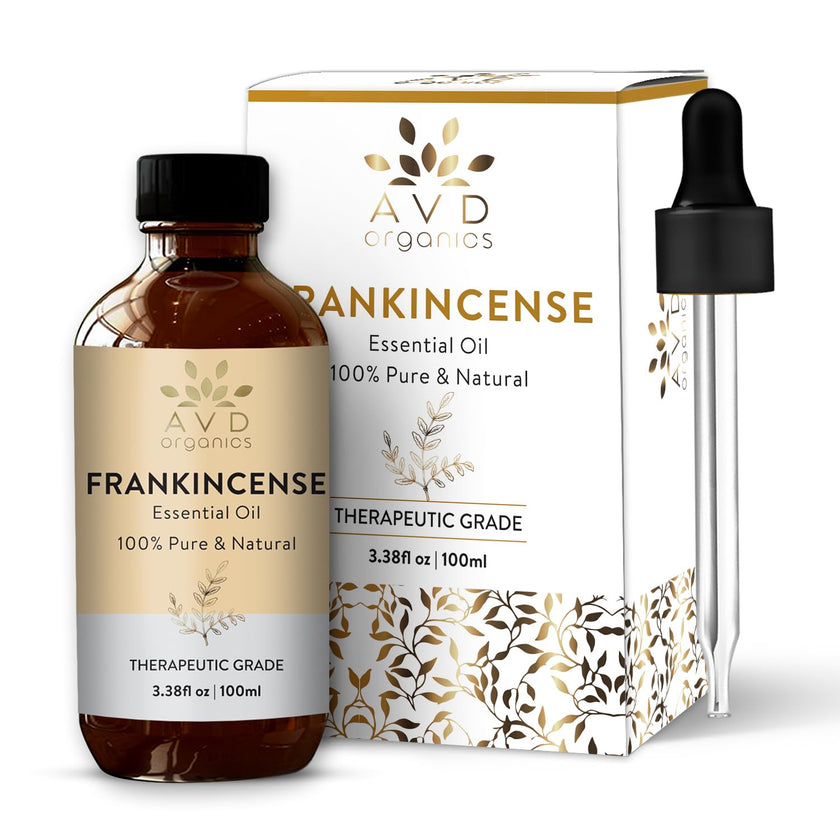 AVD Organics Frankincense Essential Oil 100ml | 100% Pure & Natural Frankincense Oil for Face, Hair | Woody & Earthy Aroma for Diffusers, Soaps & Candles | 3.38 fl. oz 🍁 All In One Marketplace Canada