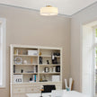 Globe Electric 60998 Kyle 2-Light Flush Mount Ceiling Light, Matte Brass, White Linen Shade 🍁 All In One Marketplace Canada