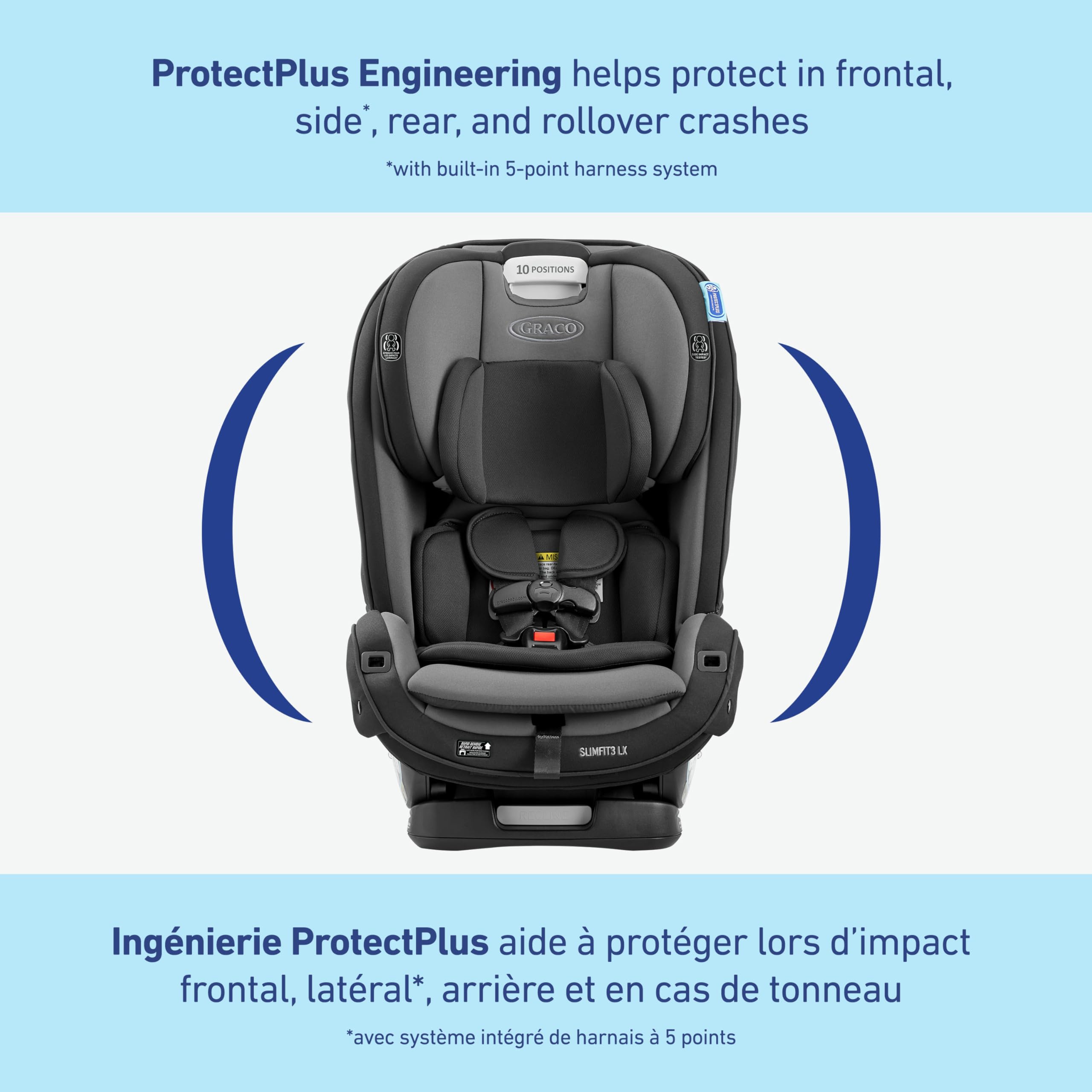 Graco SlimFit3 LX 3-in-1 Car Seat ft. Anti-Rebound Bar, Baby to Big Kid Car Seat, 2.2-45 kg (4-100 lb), Gotham 🍁 All In One Marketplace Canada