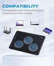 HAVIT HV-F2056 15-17 Inch Laptop Cooler Cooling Pad - Slim Portable USB Powered (3 Fans)(Black+Blue) 🍁 All In One Marketplace Canada
