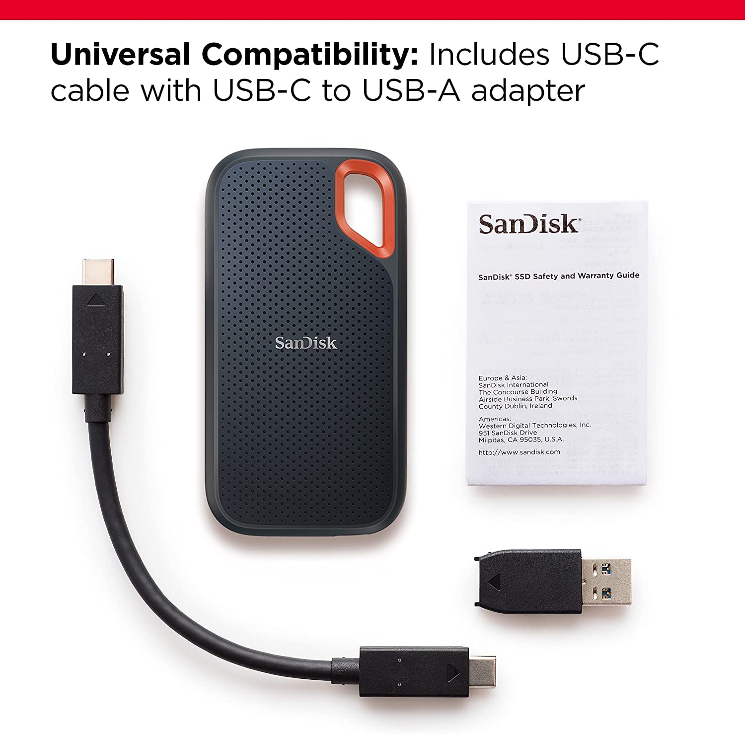 SANDISK 1TB Extreme Portable SSD (Old Model)- Up to 1050MB/s, USB-C, USB 3.2 Gen 2, IP65 Water and Dust Resistance, Updated Firmware - External Solid State Drive - SDSSDE61-1T00-G25 🍁 All In One Marketplace Canada