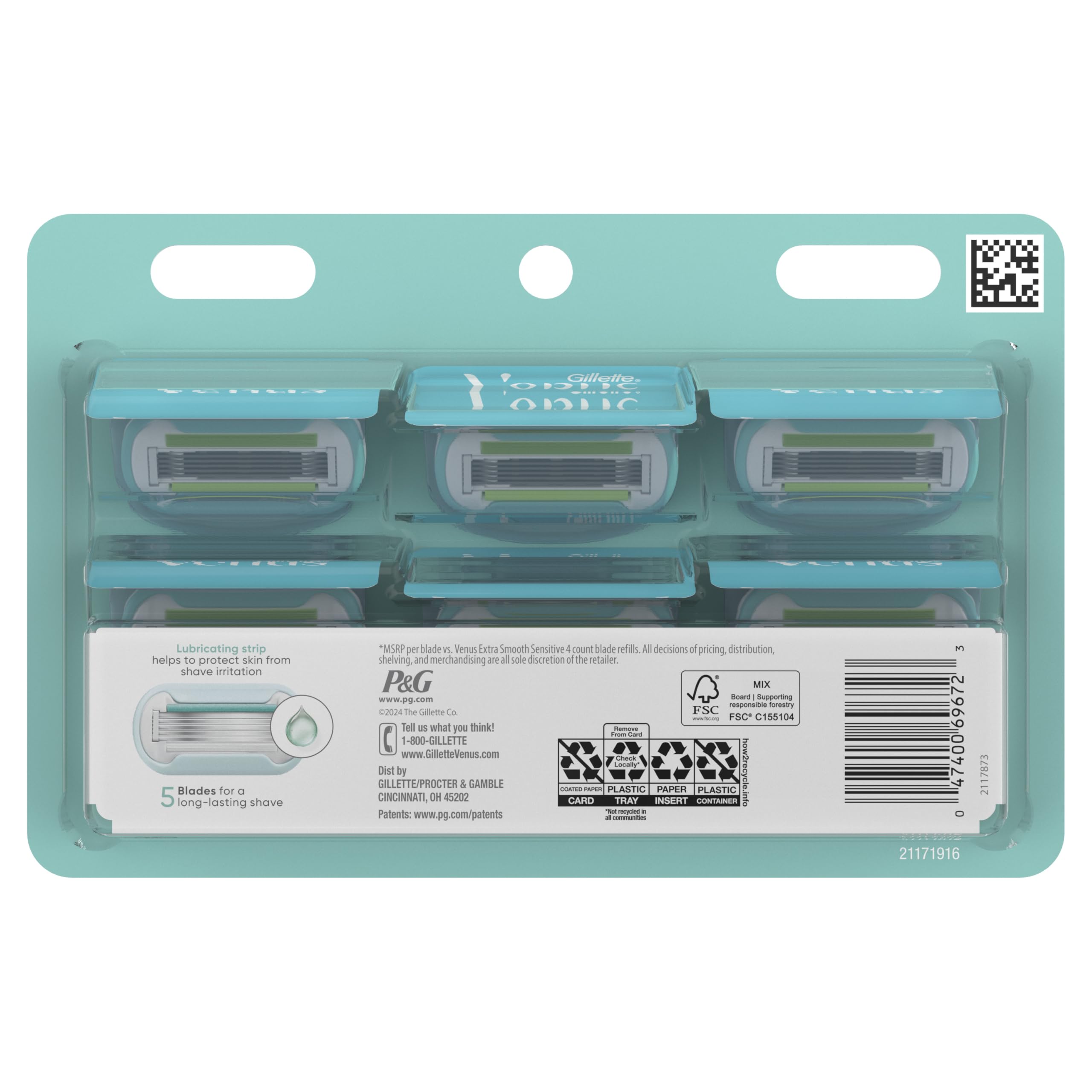 Gillette Venus Extra Smooth Sensitive, 1 Women’s Razor Blades for Sensitive Skin, 7 