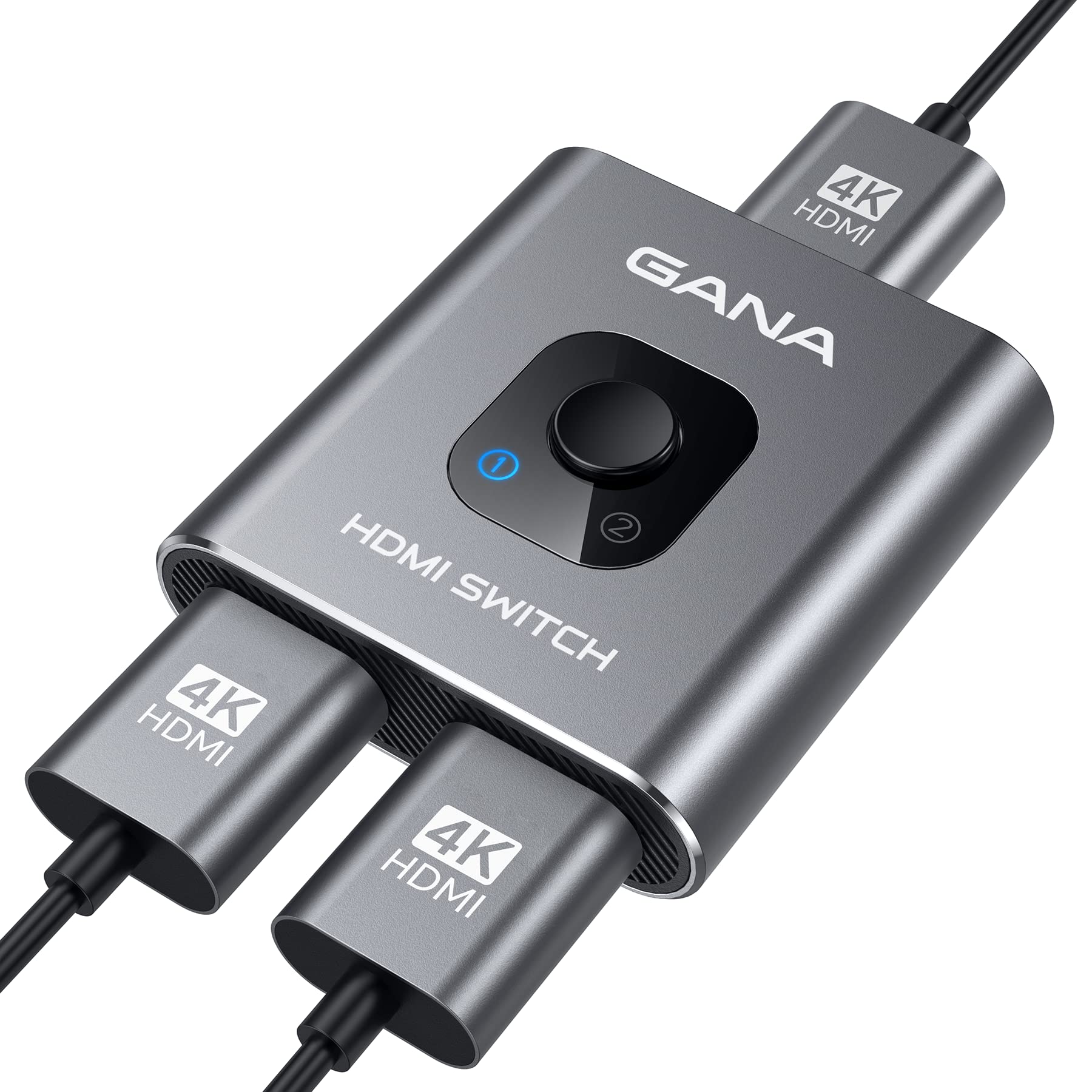 HDMI Switch 4K HDMI Splitter - Gana Prime Aluminum Bi-Directional HDMI Switcher 1 in 2 Out (Single Display) or 2 Input 1 Output, Supports 4K 3D HD 1080P for Xbox PS4 Roku HDTV etc. （Grey… 🍁 All In One Marketplace Canada