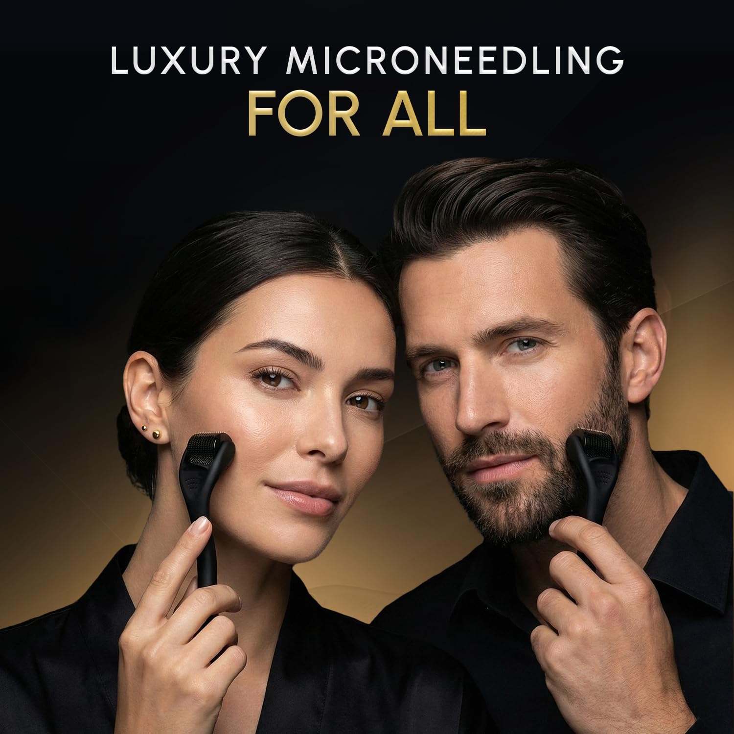 Derma Microneedling Roller - 1.5mm Titanium Needles - Designed in Canada - for Men and Women - Storage Case Included (Matte Black) 🍁 All In One Marketplace Canada
