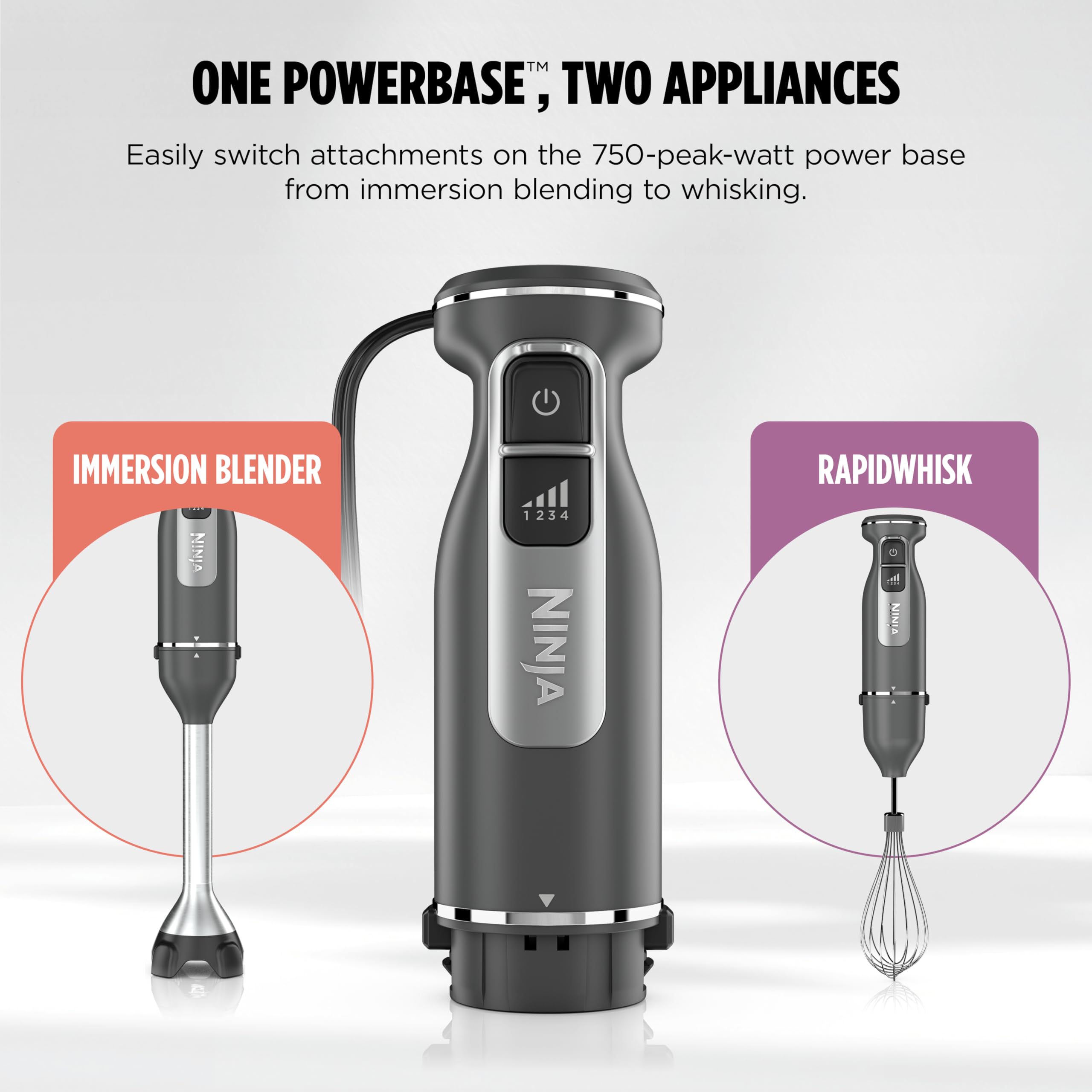 Ninja Immersion Blender & Whisk, 4 Speeds, 4oz/120mL, Dark Grey, CI201CGY 🍁 All In One Marketplace Canada