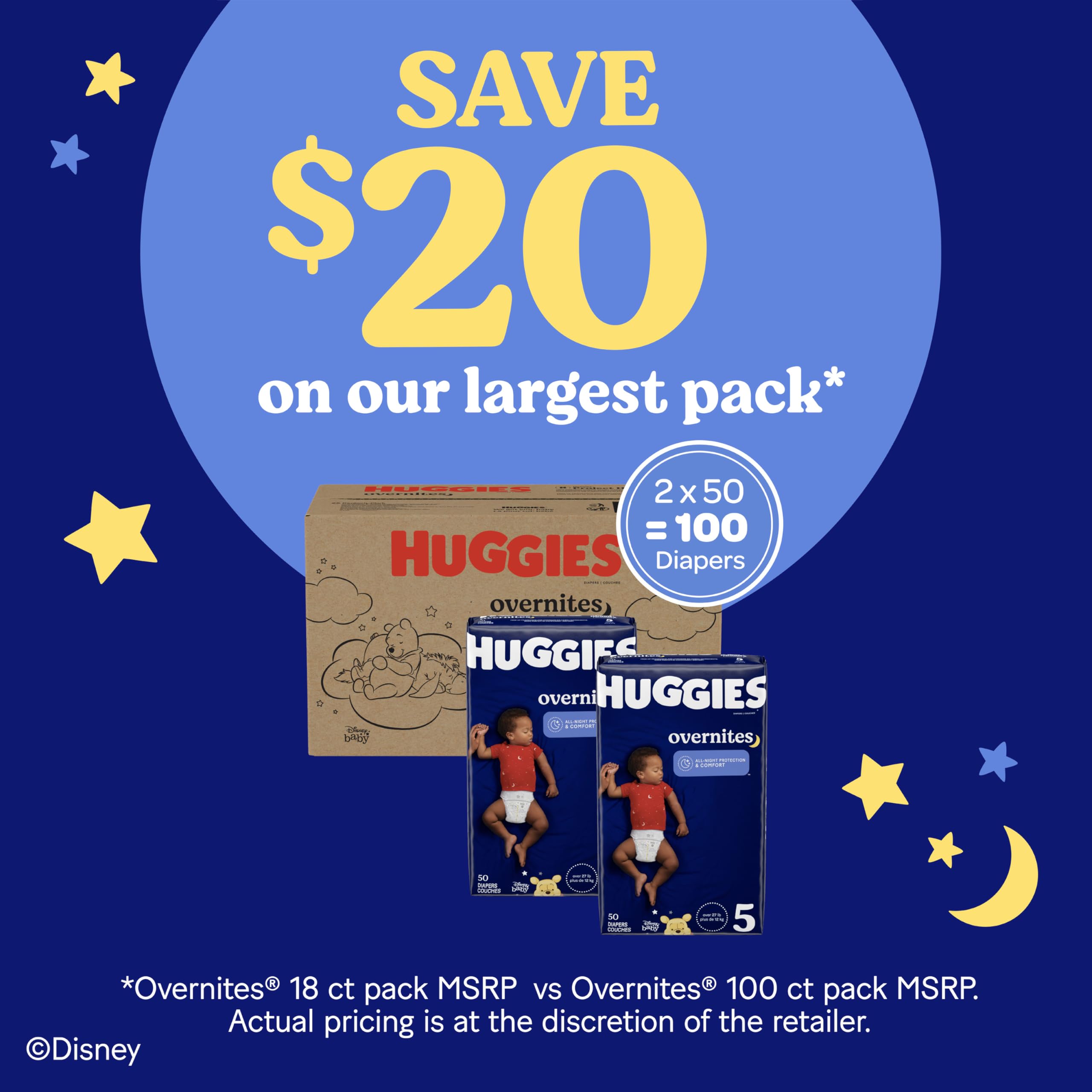 Huggies Size 4 Overnites Baby Diapers: Overnight Diapers, Size 4 (22-37 lbs), 100 Ct, Packaging May Vary 🍁 All In One Marketplace Canada