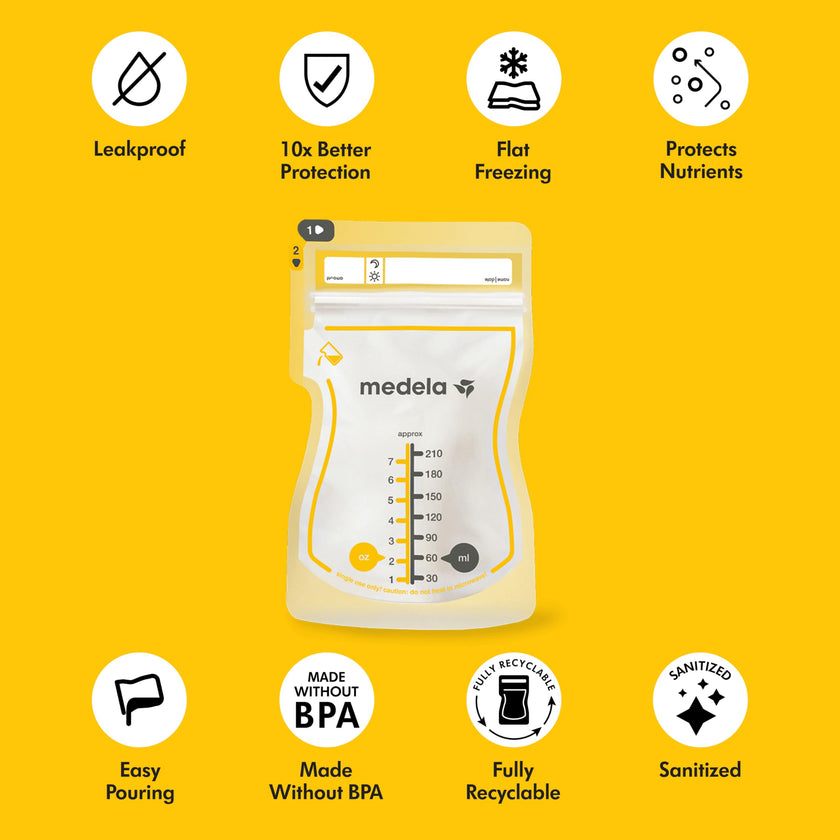 Medela Easy Pour Disposable Breast Milk Storage Bags, 7 oz/210 ml Capacity, Leakproof Design with Milk Protection, Made Without BPA, Pack of 200 🍁 All In One Marketplace Canada