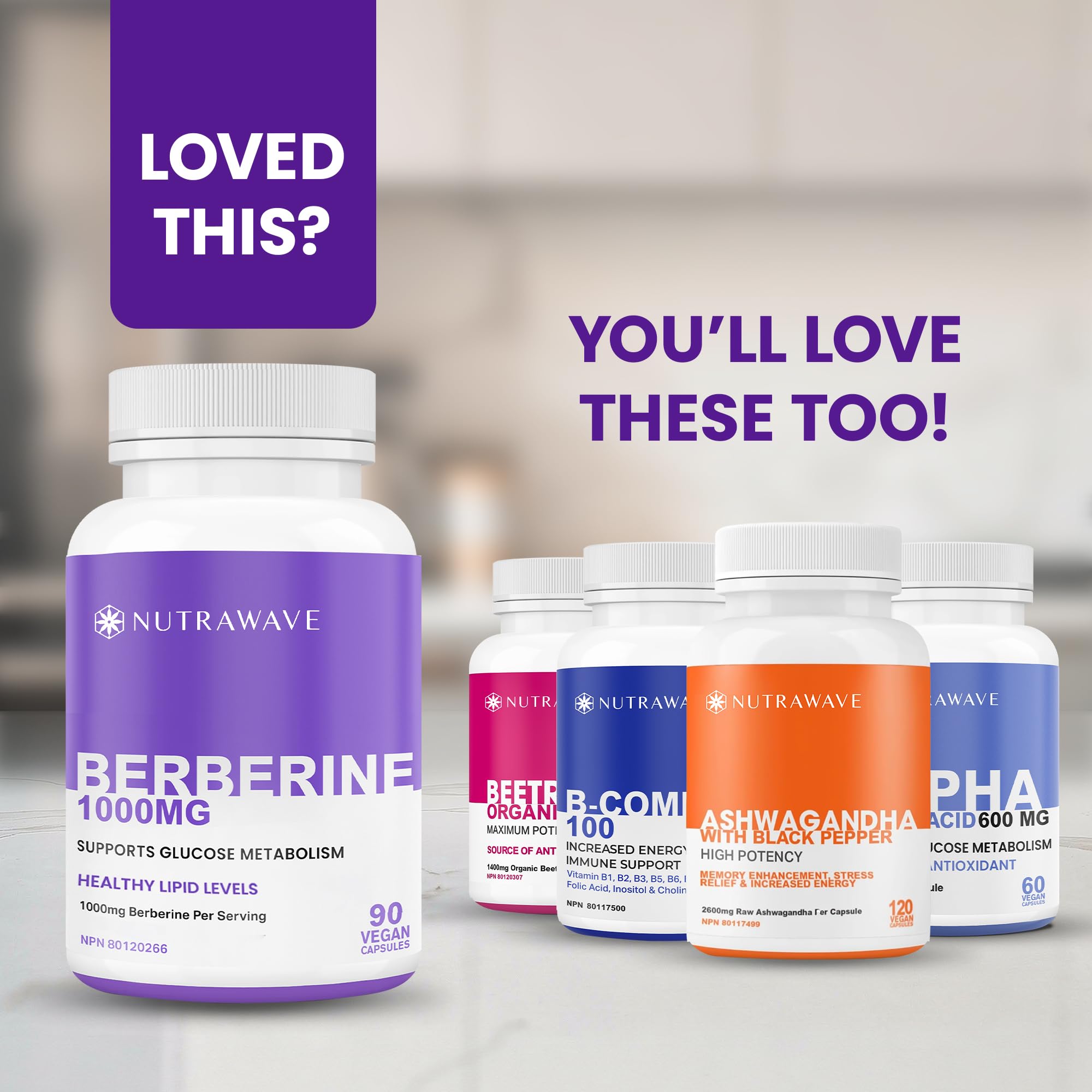 Nutrawave PURE Berberine MAXIMUM POTENCY 1000mg per Serving (2 capsules 500mg each) Supports Blood Sugar Levels, Healthy Lipid (Fat) and Glucose Metabolism. Non-GMO, Vegan, Gluten Free. 90 Easy to Swallow Capsules- 2 pack 🍁 All In One Marketplace Canada