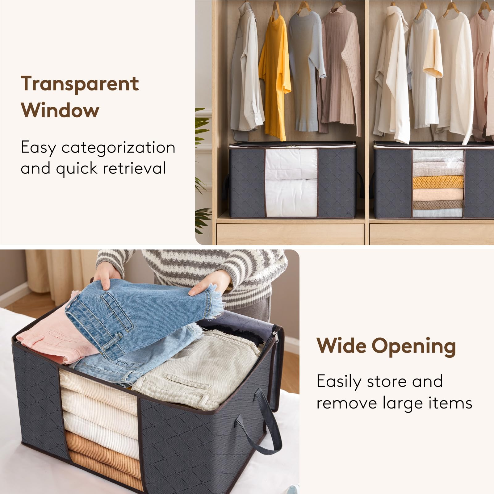 Lifewit 6 Pack Clothes Storage Bags, Foldable Fabric Closet Storage Containers and Organization, Underbed Lidded Storage Bins for Clothing, Blankets with Reinforced Handle, Sturdy Zipper, Clear Window 🍁 All In One Marketplace Canada