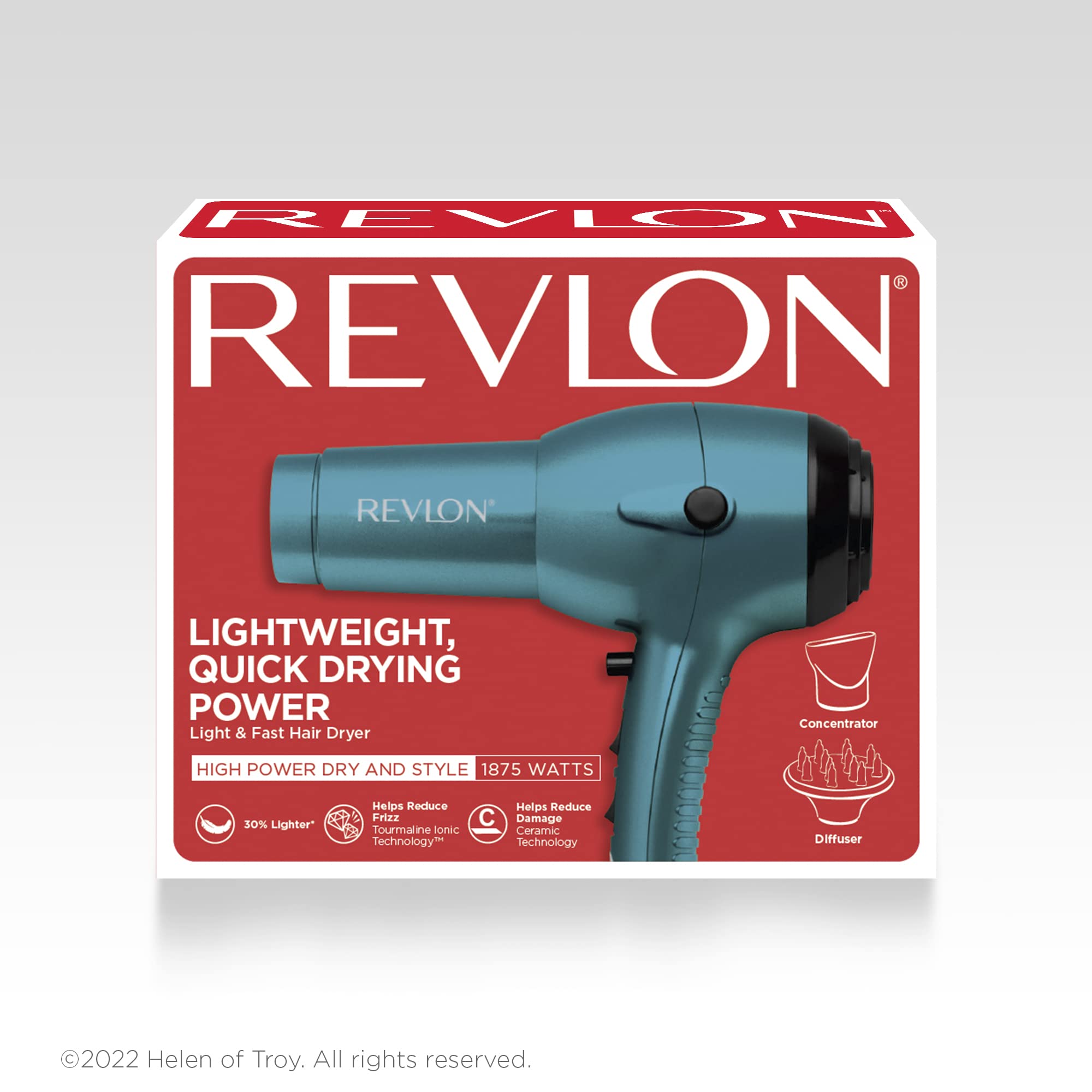 Revlon RV544FBLF Advanced Ionic Technology™ Hair Dryer with Diffuser, Powerful, Hair Dryer with Concentrator, Quick Dry, Lightweight, 2 Heat/Speed Settings, Less Frizz, Shiny and Smooth Hair, Blue 🍁 All In One Marketplace Canada