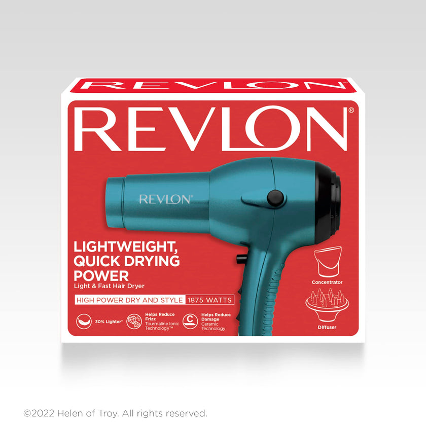Revlon RV544FBLF Advanced Ionic Technology™ Hair Dryer with Diffuser, Powerful, Hair Dryer with Concentrator, Quick Dry, Lightweight, 2 Heat/Speed Settings, Less Frizz, Shiny and Smooth Hair, Blue 🍁 All In One Marketplace Canada