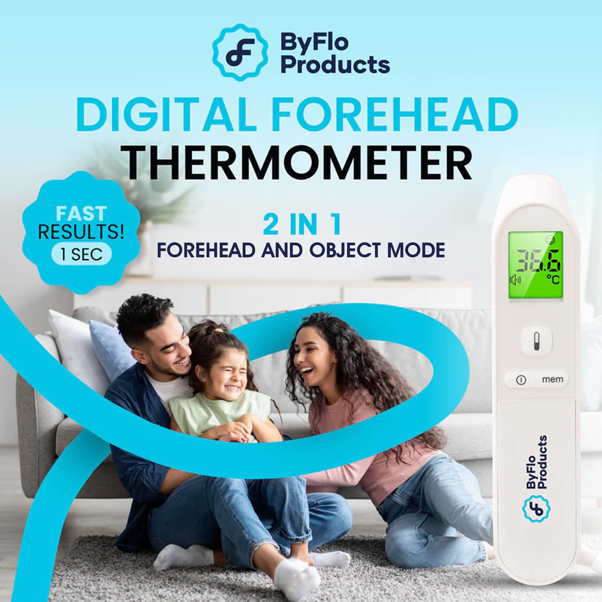 ByFloProducts, Thermometer Adult and Baby, Forehead Digital Thermometer, Infrared Thermometer, Memory and Fever Alarm, Easy to Use, 1 Second Reading Temperature 🍁 All In One Marketplace Canada